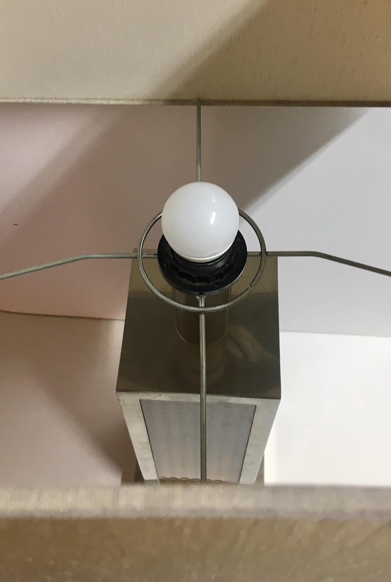 20th Century 1970 Italy Chromed and Rattan Table Lamp