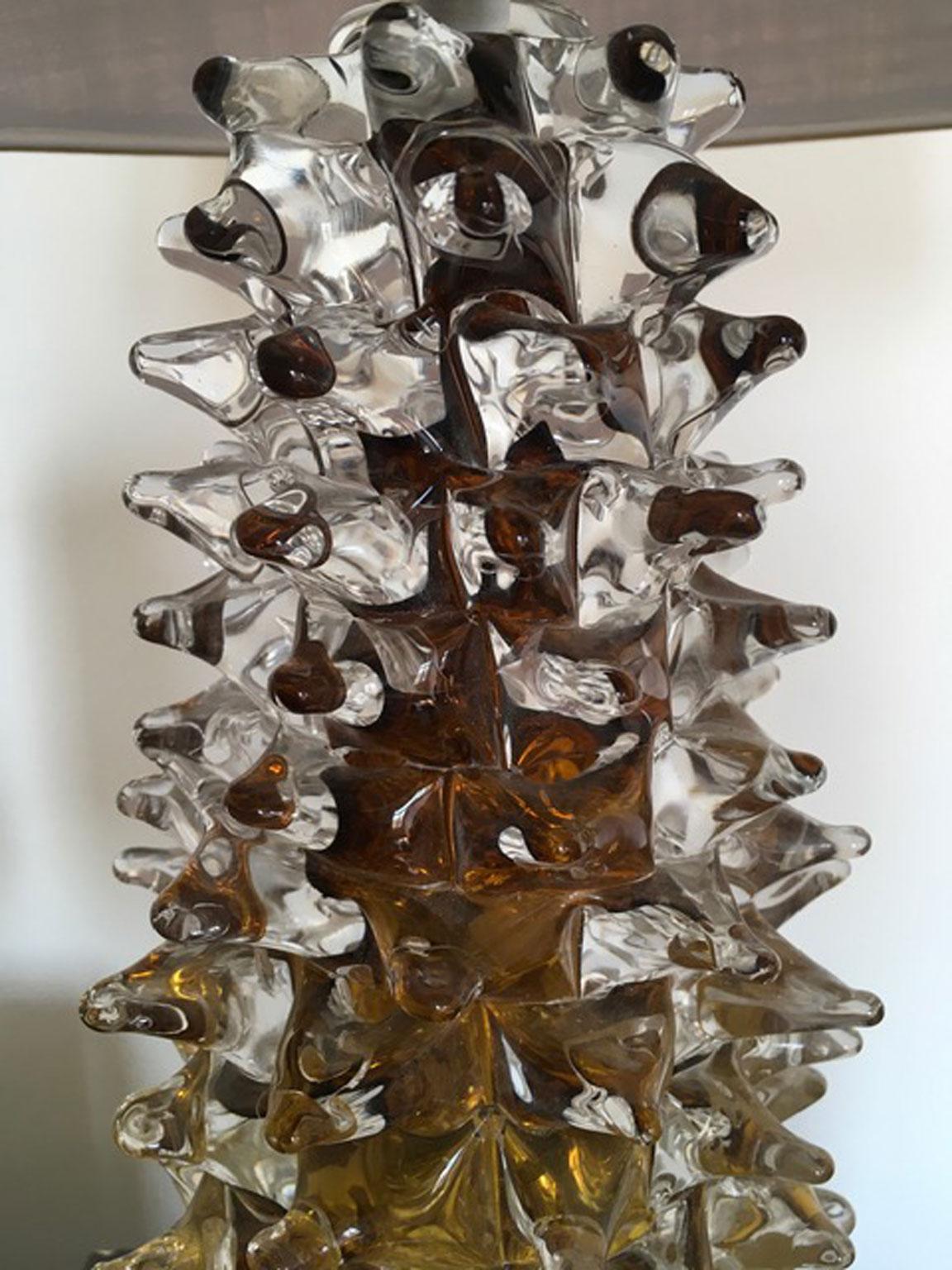 1970 Italy Post-Modern Murano Blown Glass Table Lamp In Good Condition For Sale In Brescia, IT