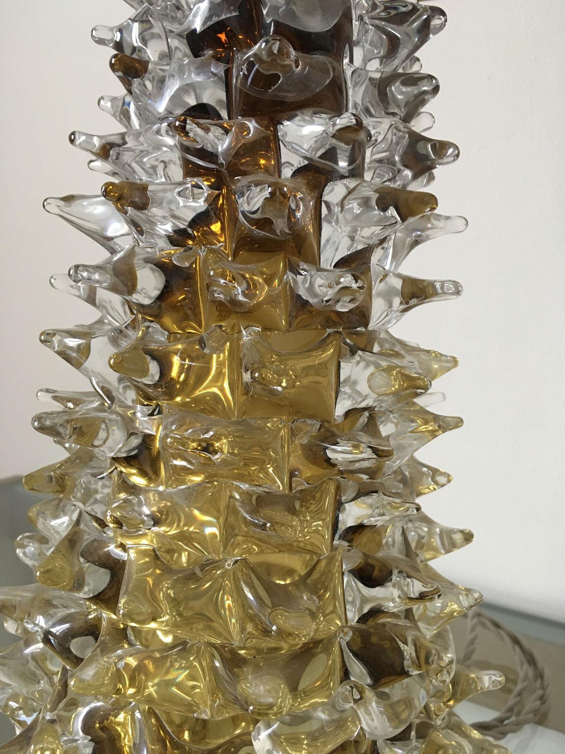 1970 Italy Post-Modern Murano Blown Glass Table Lamp For Sale 3