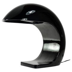 1970 Ivo Sedazzari Prisma Lampada da tavolo in ceramica nera di design italiano modernista
