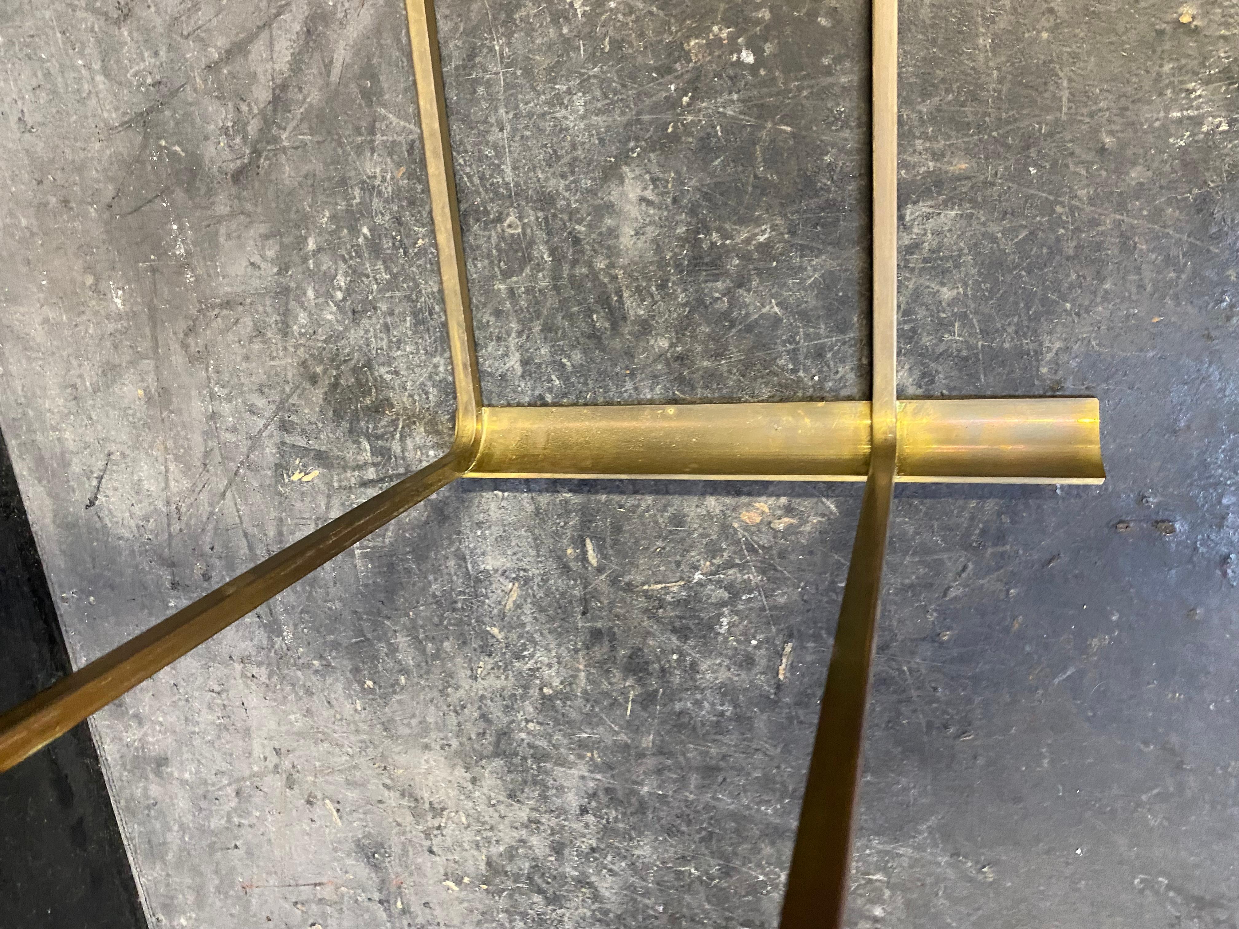 1970′ Jacques QUINET Coffee Table, For Maison MALABERT.Polished Brass. L: 111 cm In Good Condition In Paris, FR