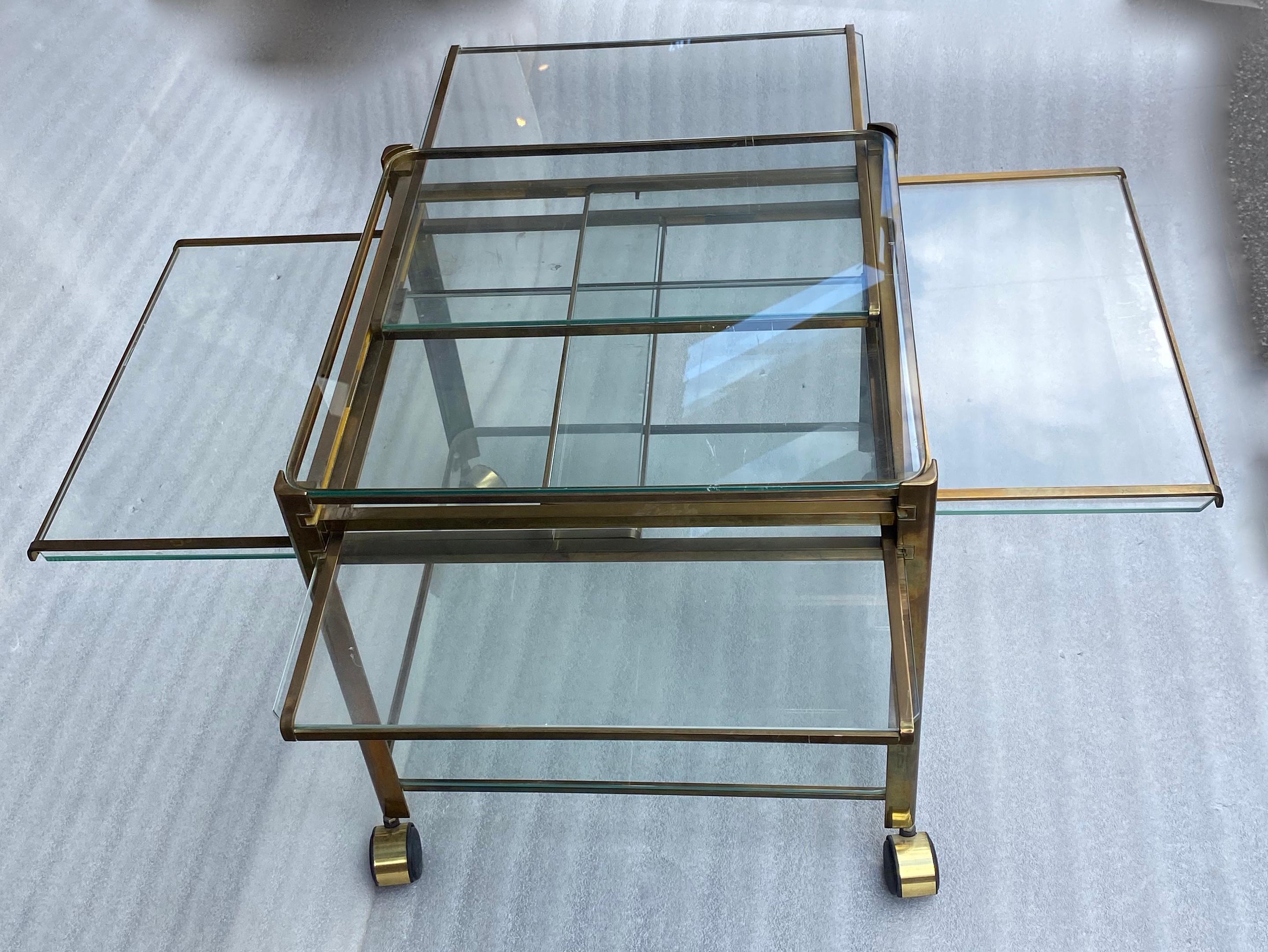 Brass 1970  Extensible Rolling Trolley, for Malabert from Paris Palace For Sale