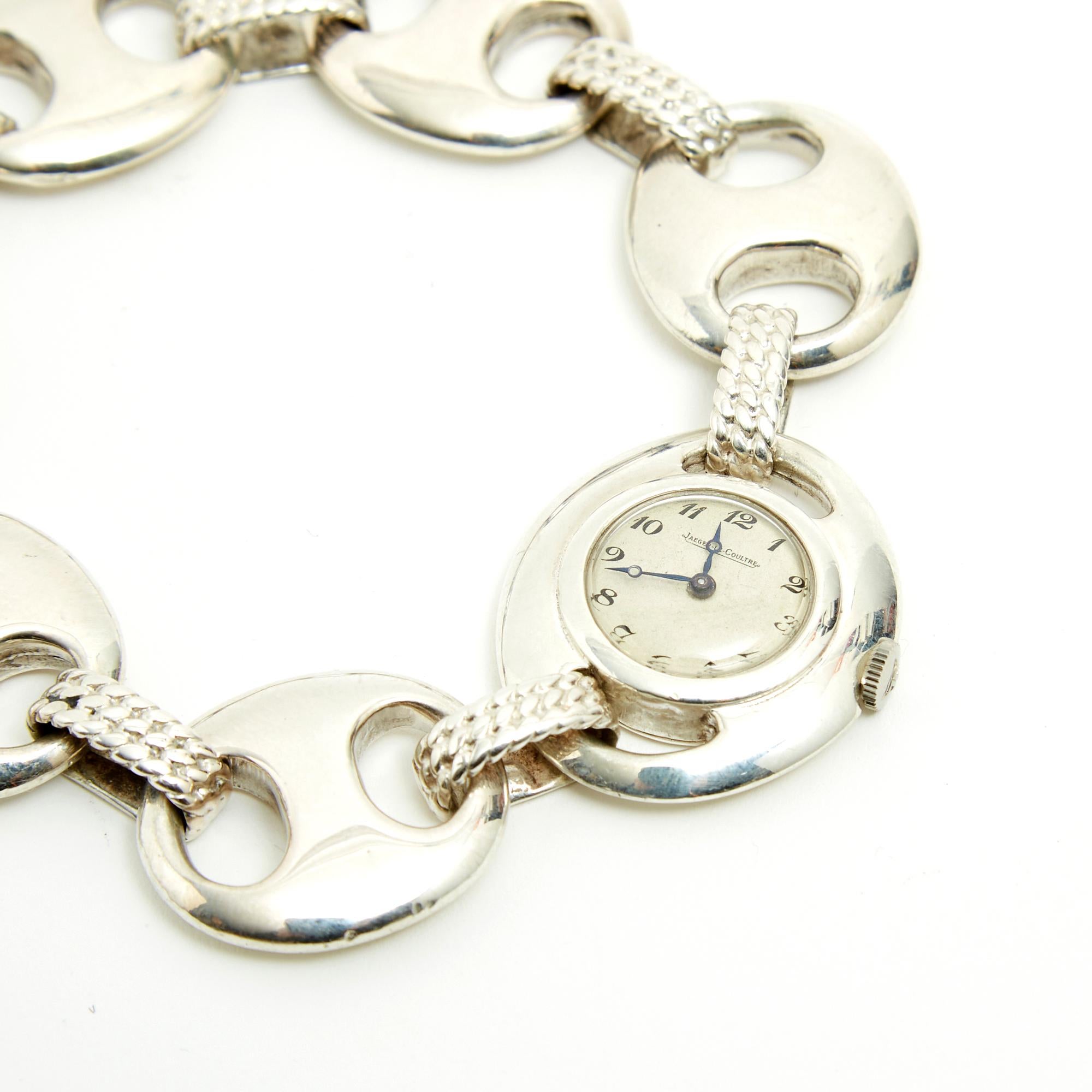 1970 Jaeger Lecoultre Montre Hermès Grain de Café Silver Watch Rare In Good Condition In PARIS, FR