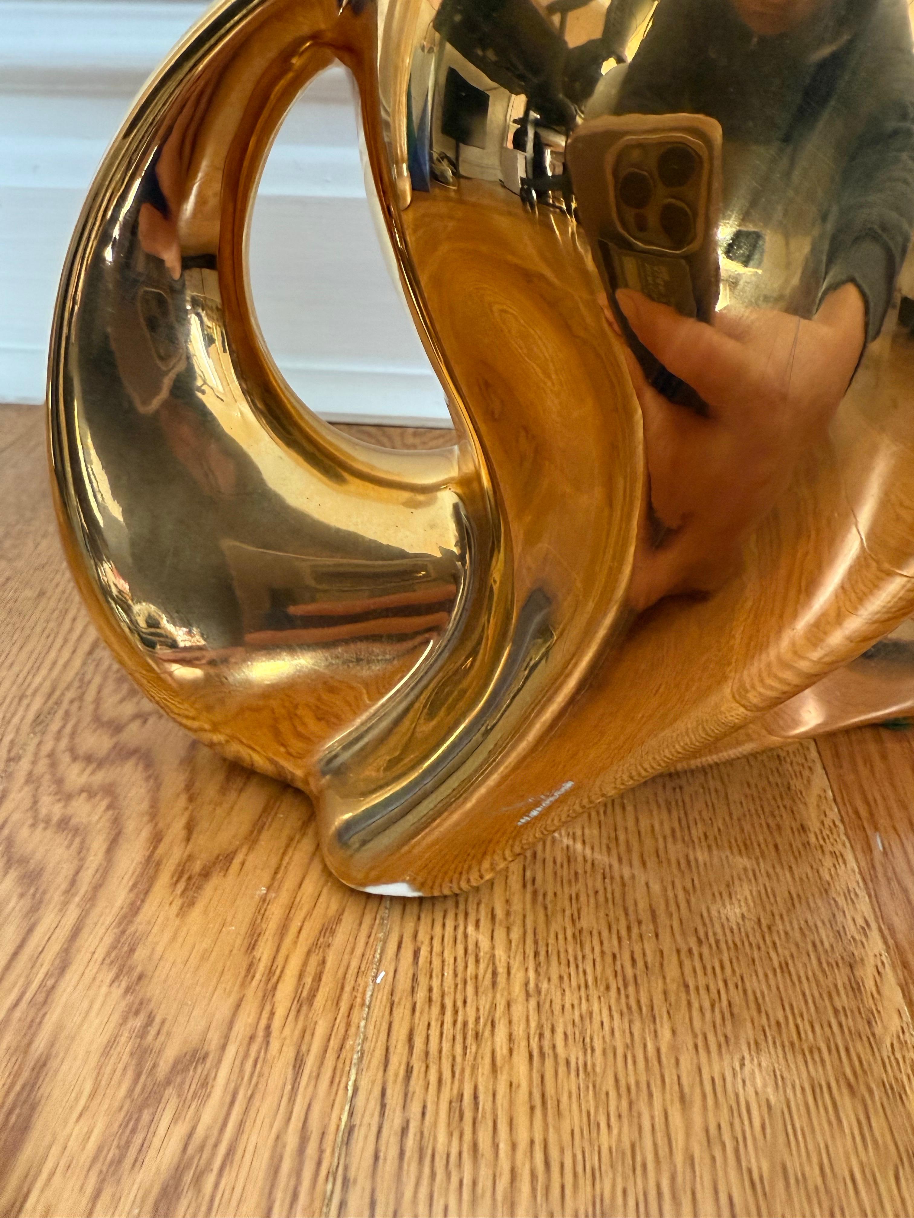 Ceramica 1970 Scultura di cavallo in oro in stile Jaru in vendita