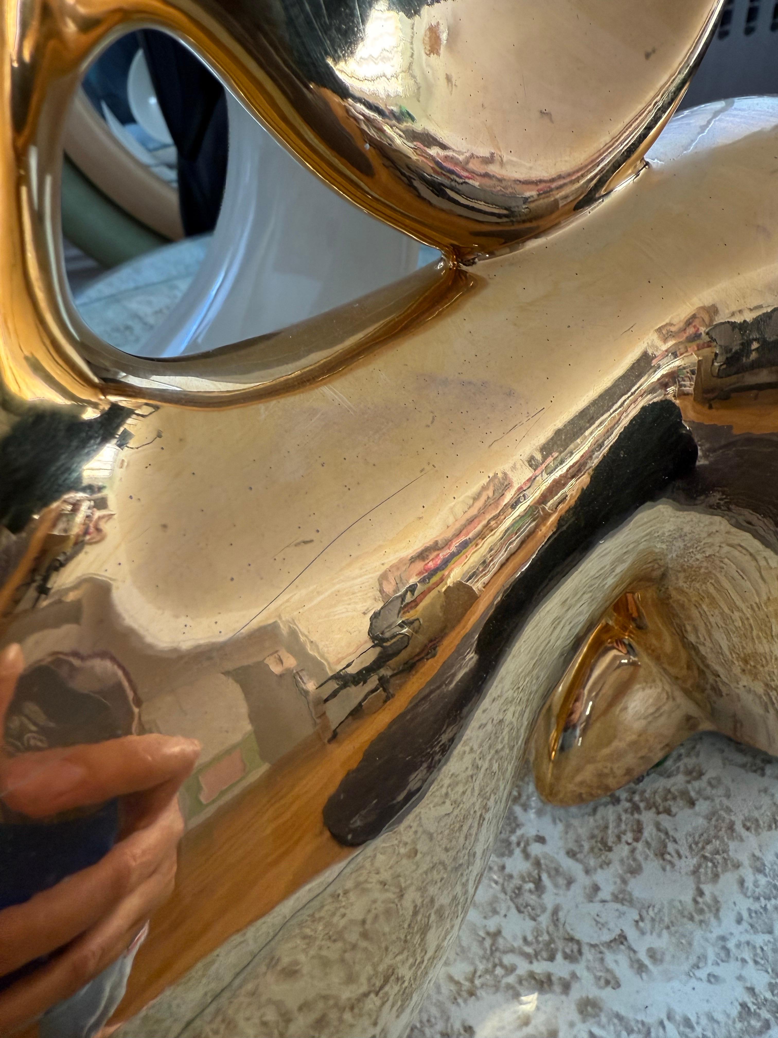 1970 Scultura di cavallo in oro in stile Jaru in vendita 2
