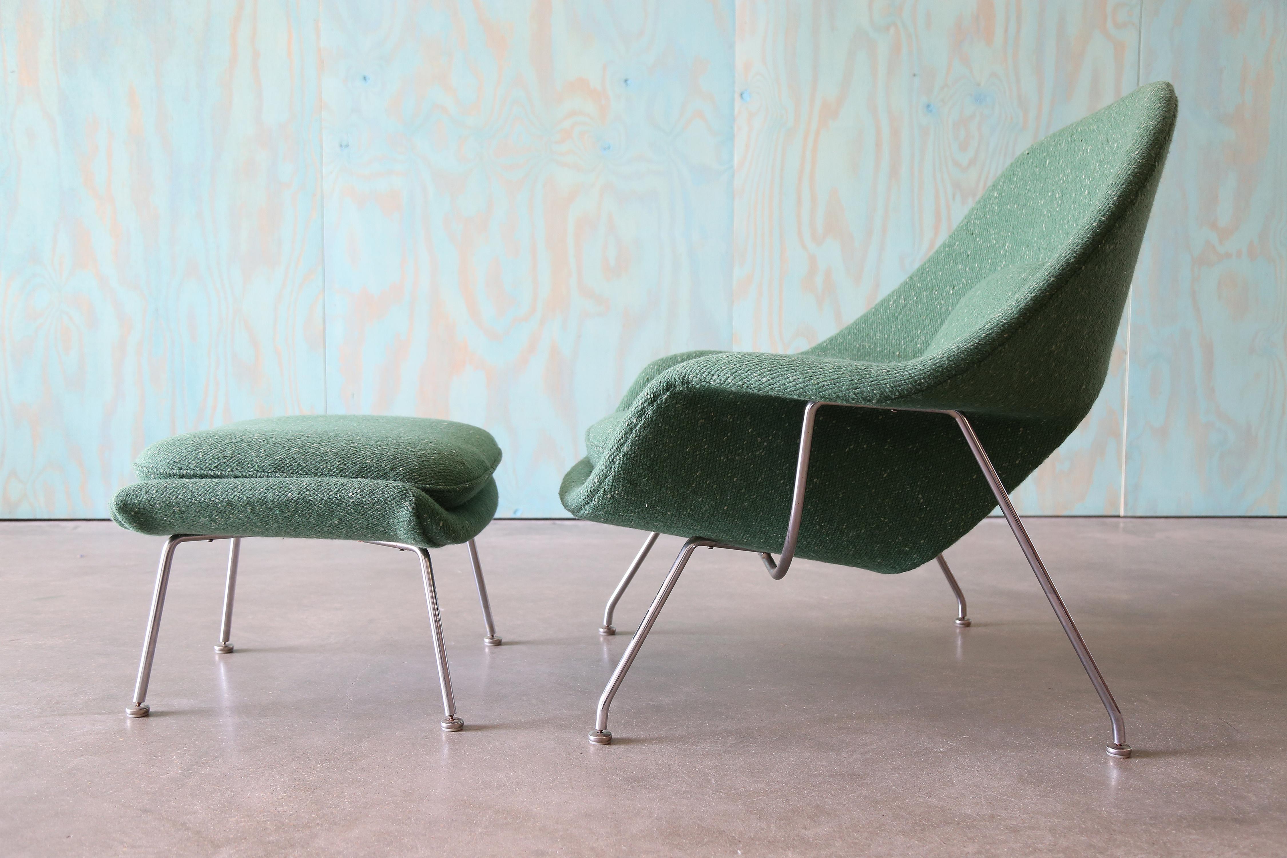 Knoll Womb Chair aus grüner Wolle, 1970 (Moderne der Mitte des Jahrhunderts) im Angebot