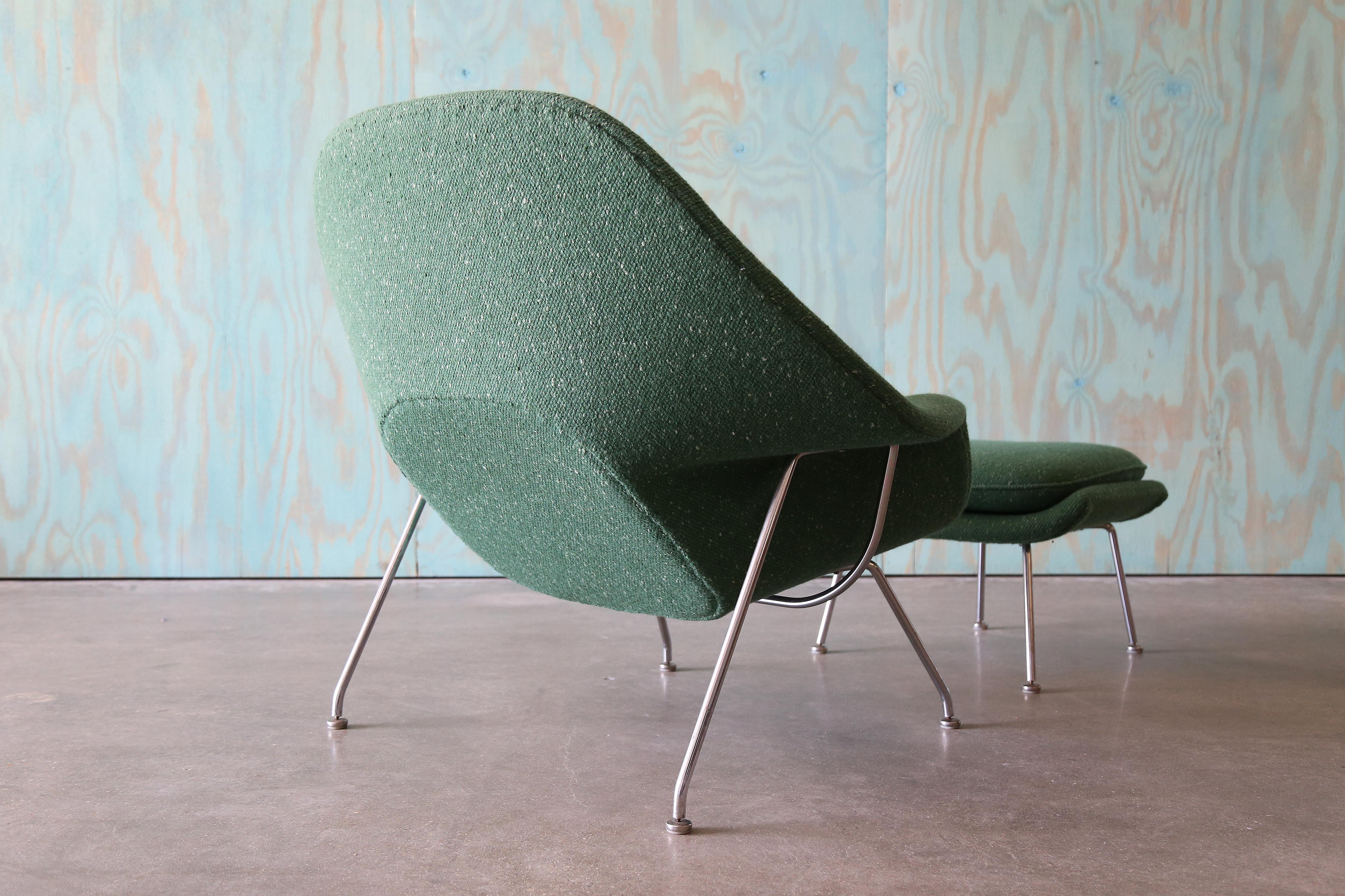 Knoll Womb Chair aus grüner Wolle, 1970 (Deutsch) im Angebot