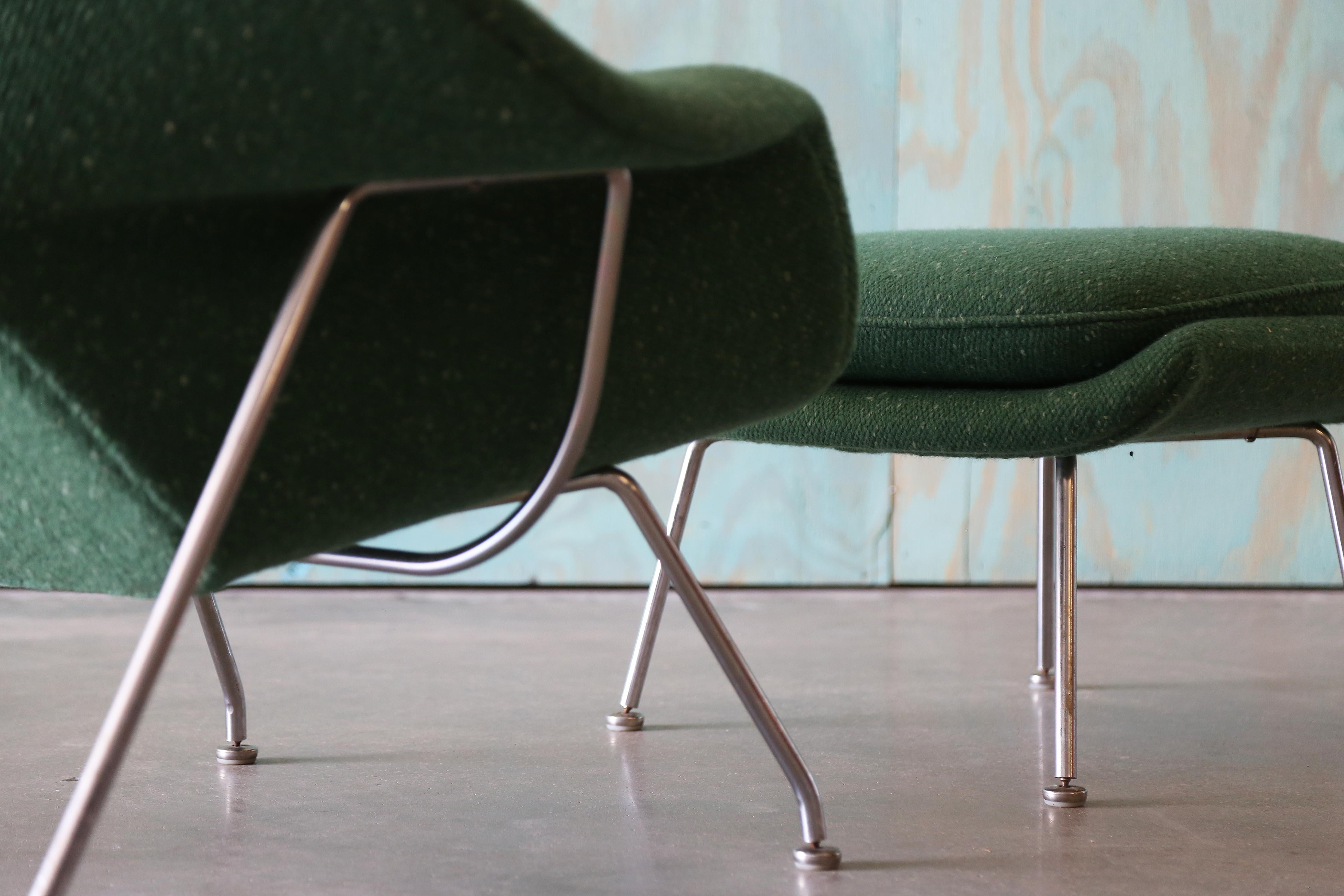 Knoll Womb Chair aus grüner Wolle, 1970 im Zustand „Gut“ im Angebot in Virginia Beach, VA