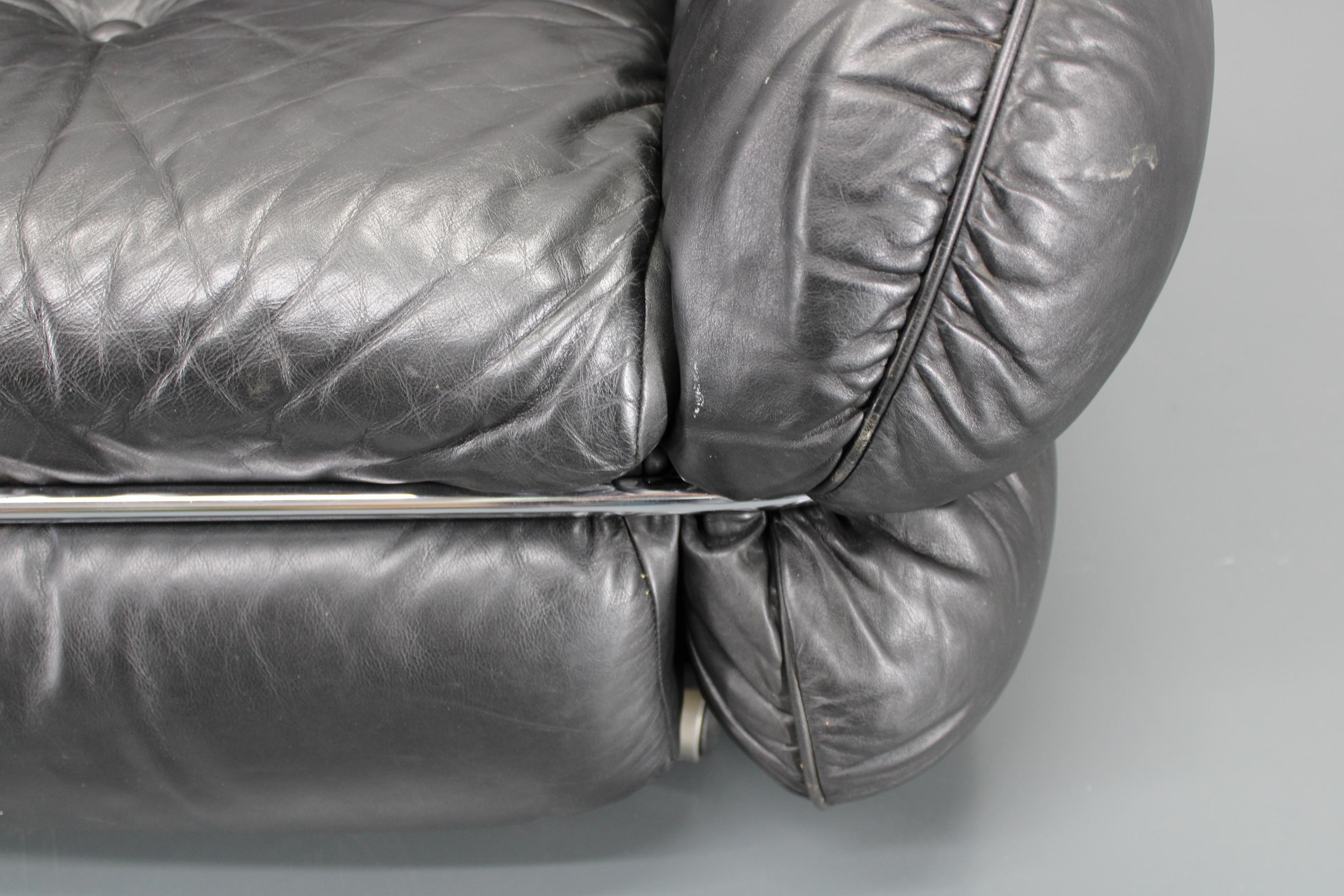 1970 Kurt Hvitsjö Seltenes Hannibal Schwarzes 3-Sitzer Sofa für Isku, Finnland im Angebot 4