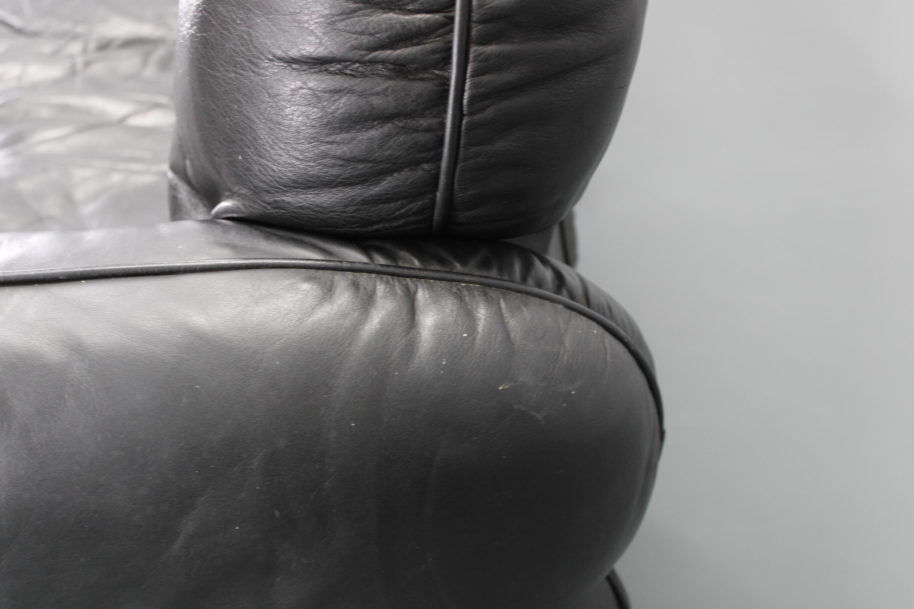 1970 Kurt Hvitsjö Seltenes Hannibal Schwarzes 3-Sitzer Sofa für Isku, Finnland im Angebot 6