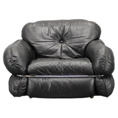 1970 Kurt Hvitsjö Rare “Hannibal” Black Leather Armchair For Isku, Finland