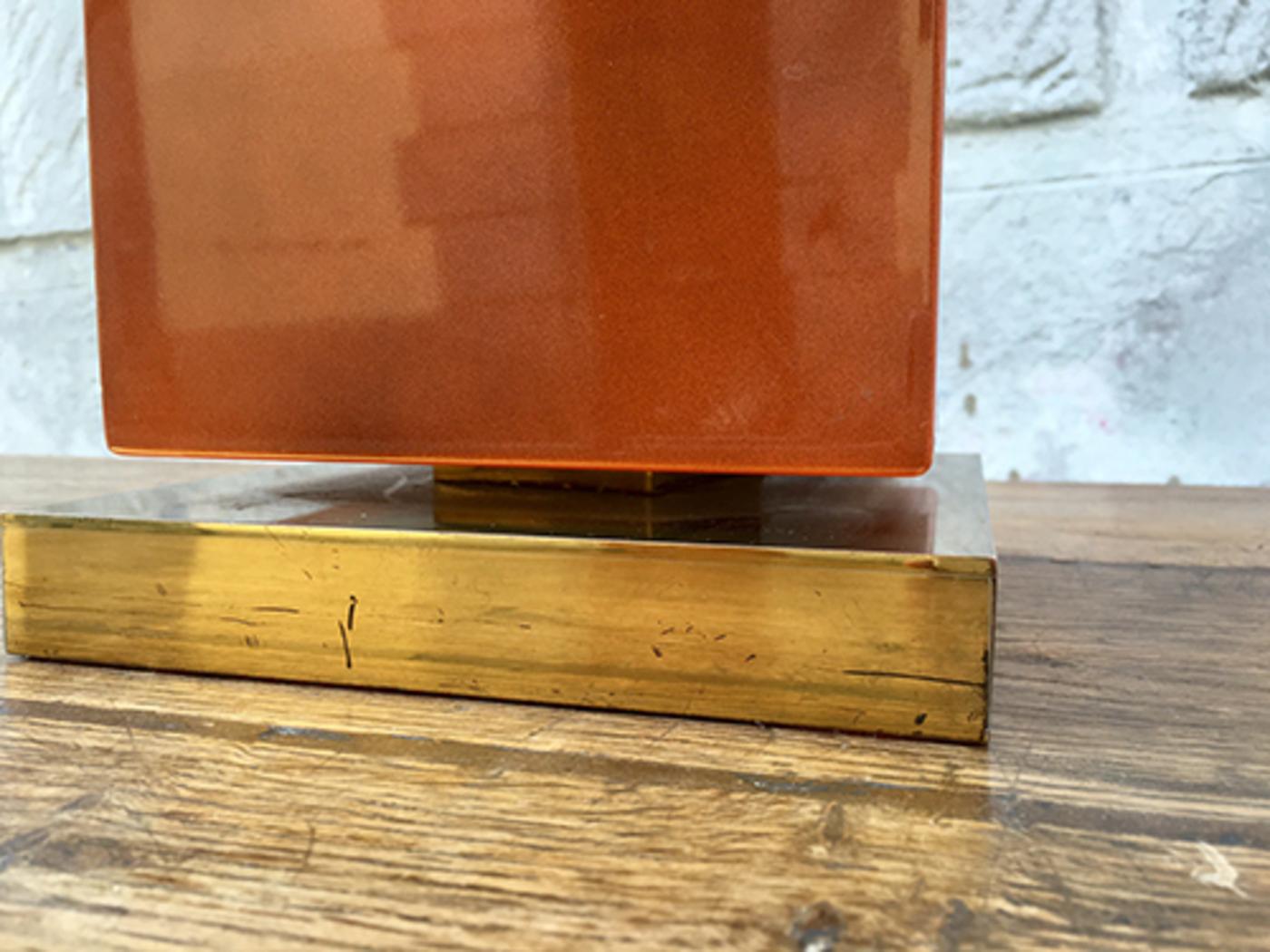 1970 Lacquered and Brass Table Lamp JC Mahey Style For Sale 6