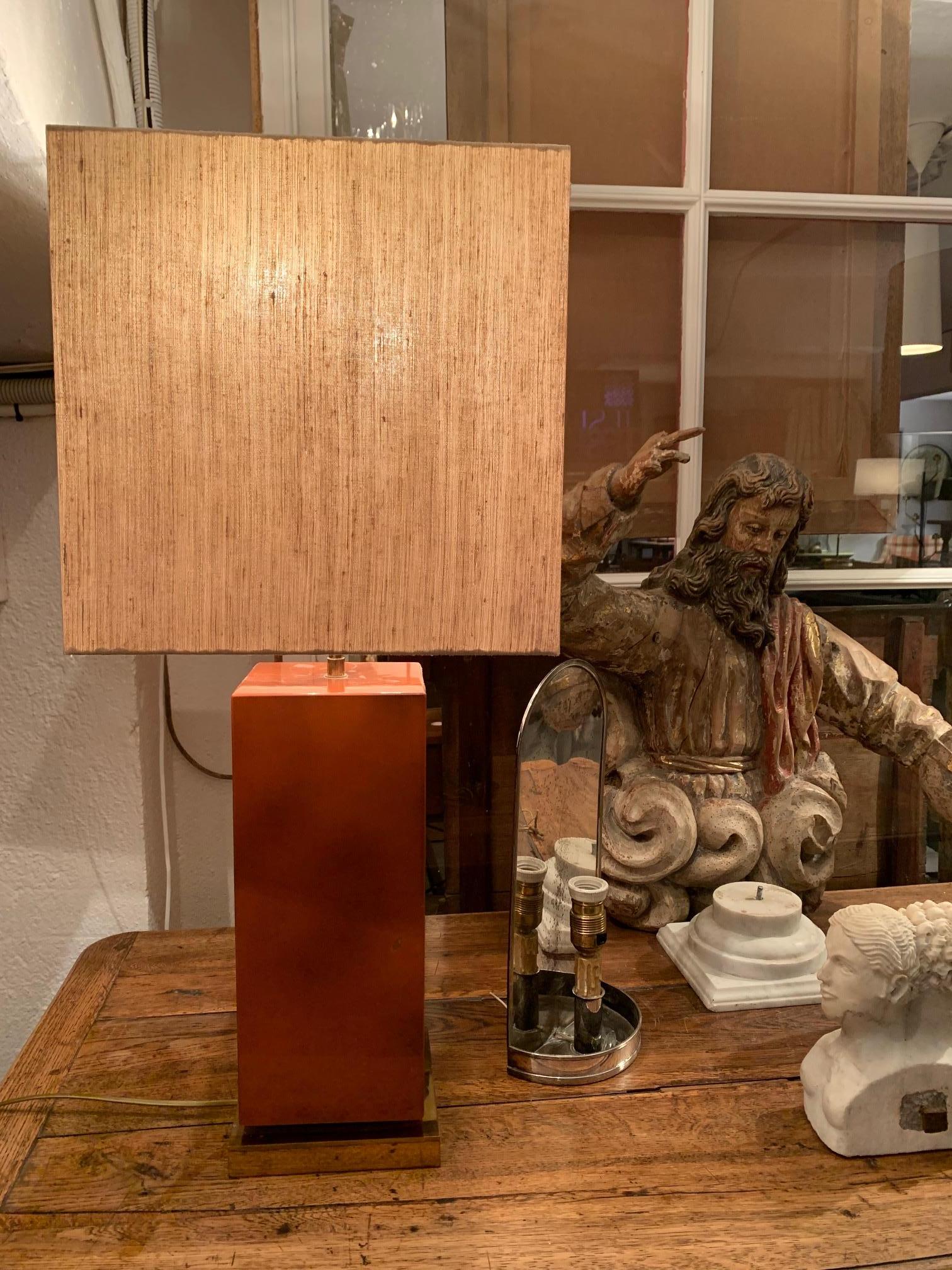 1970 Lacquered and Brass Table Lamp JC Mahey Style In Excellent Condition For Sale In Madrid, ES