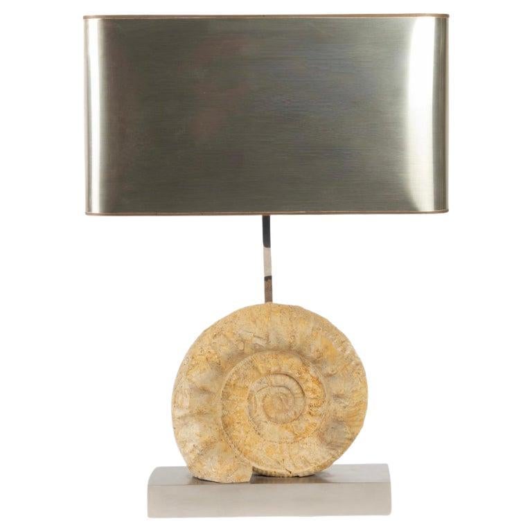 1970, Lamp by Willy Daro Brass Model Ammonite For Sale