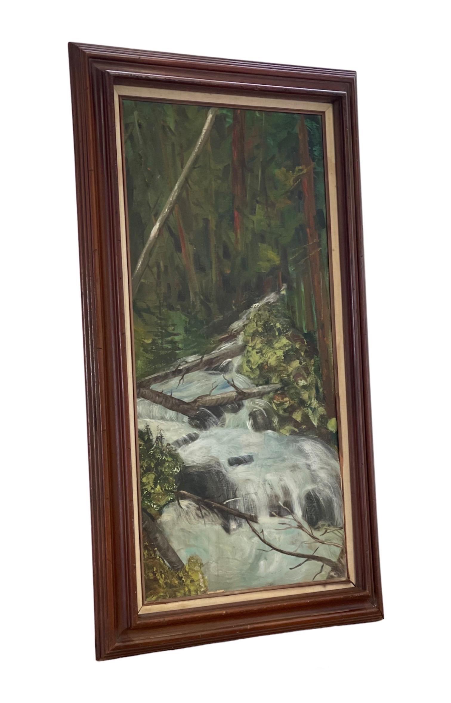 1970 Landscape waterfall oil painting on canvas by Corch Obell.

Dimensions. 25 W; 43 H.