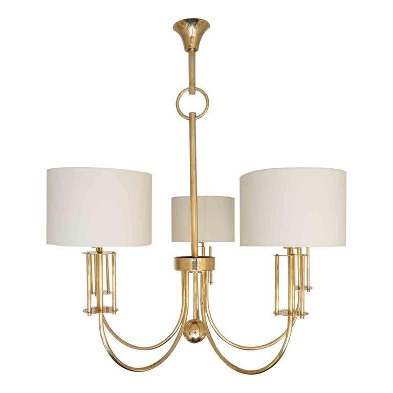 1970 Large Chandelier in Gilded Brass from the Maison Roche 1