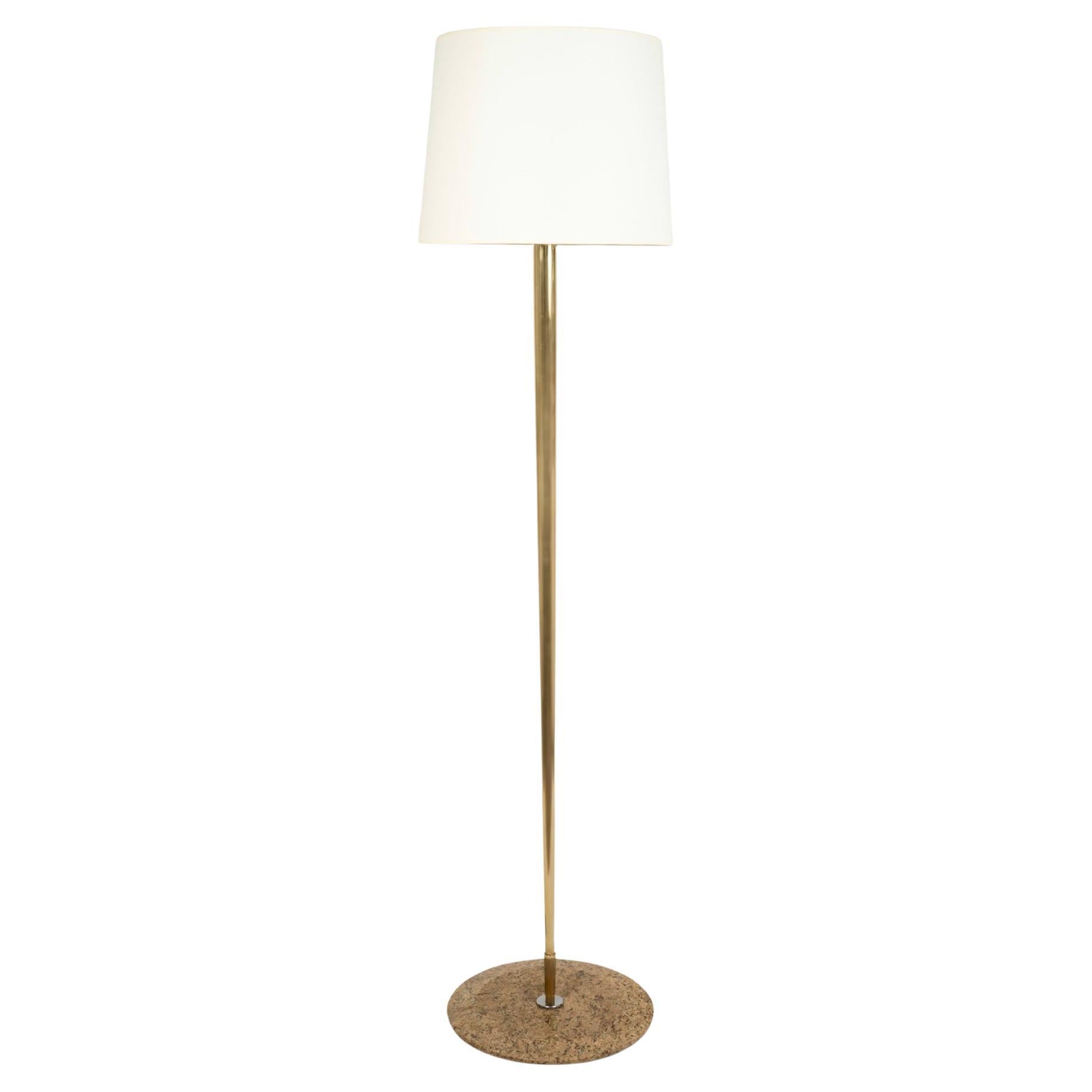 1970 Large gilt brass and marble floor lamp by Roche & Bobois