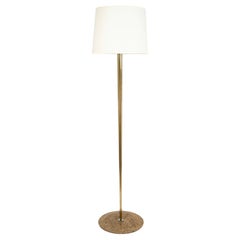 1970 Large gilt brass and marble floor lamp by Roche & Bobois