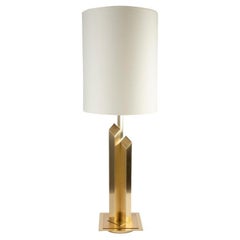 1970 Large Lamp in Gilded and Satin Brass, Maison Honoré