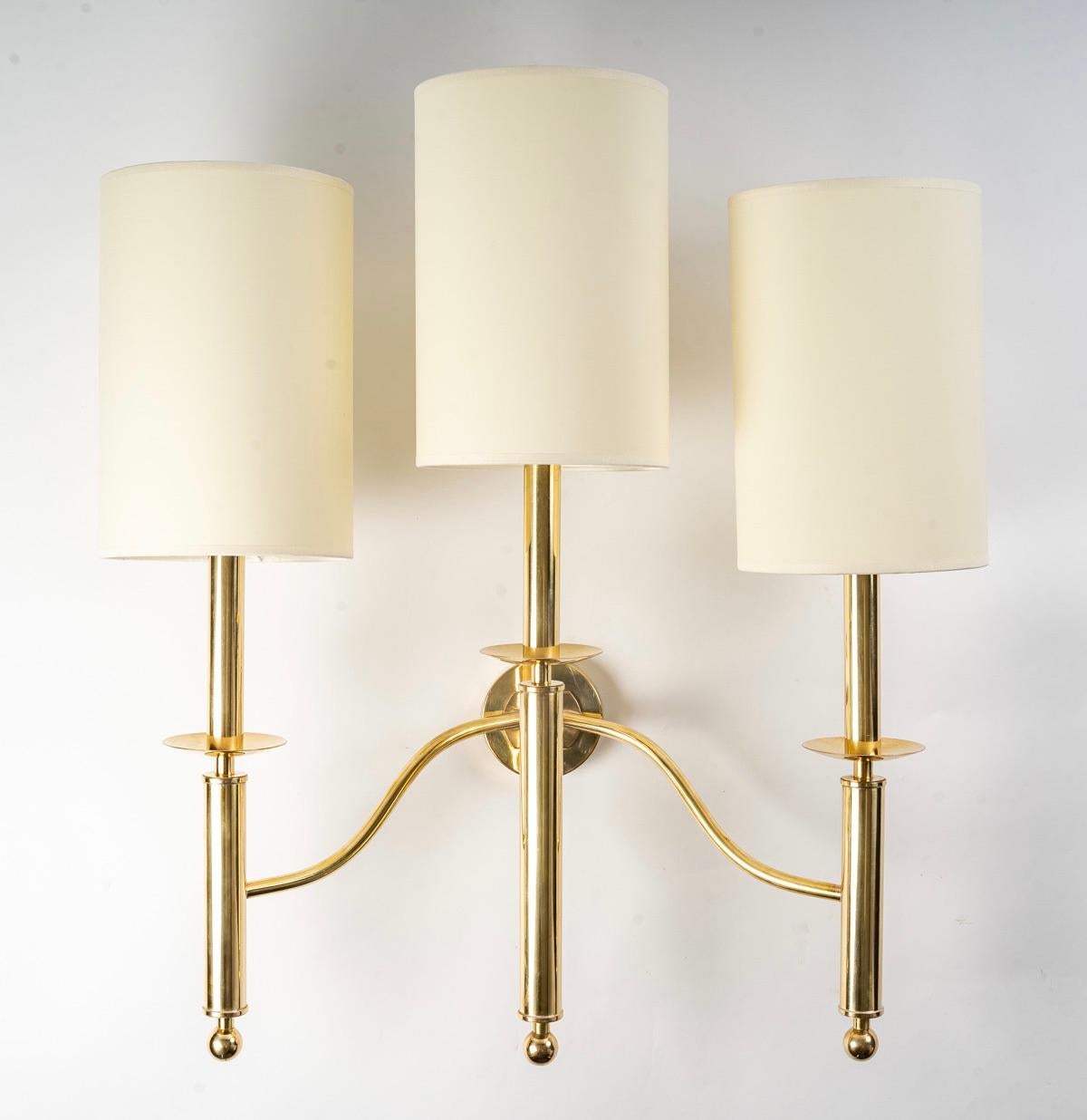 Late 20th Century 1970 Large Pair of Maison Roche Wall Lights