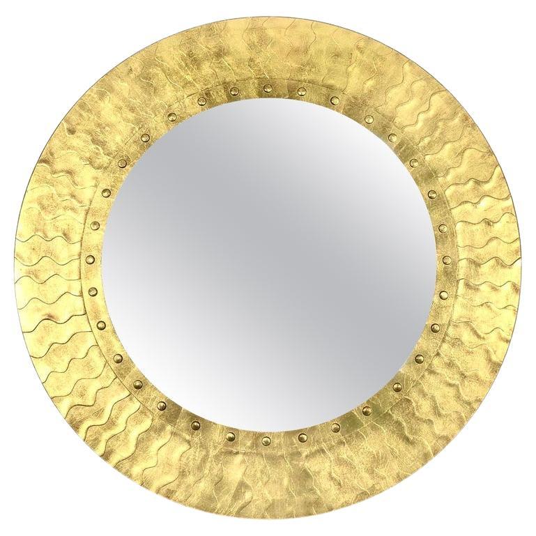 1970 Large Round Decorative Mirror Maison Roche