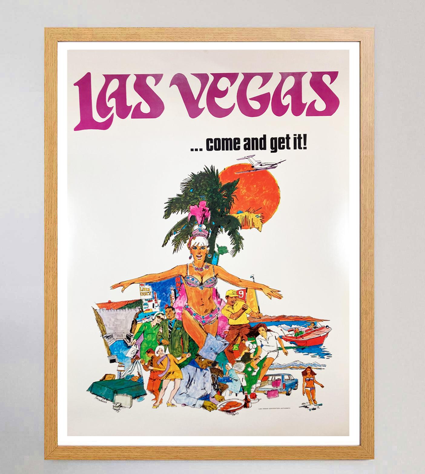 Américain 1970 Las Vegas - Venez le chercher ! Affiche vintage d'origine en vente