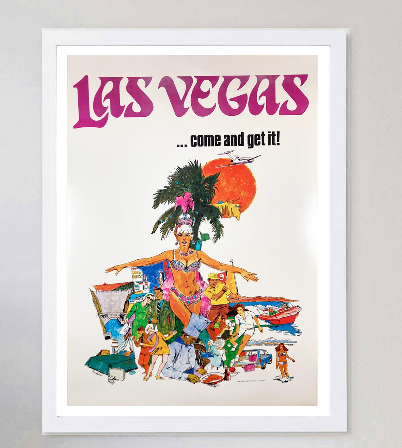 1970 Las Vegas - Venez le chercher ! Affiche vintage d'origine Bon état - En vente à Winchester, GB