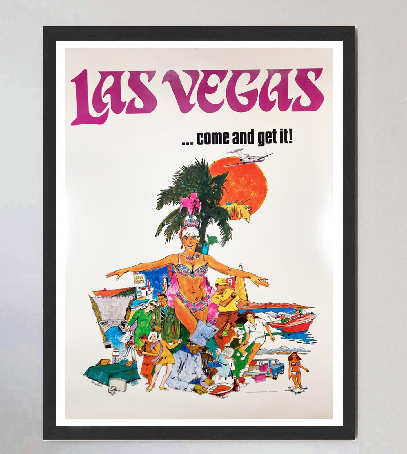 Fin du 20e siècle 1970 Las Vegas - Venez le chercher ! Affiche vintage d'origine en vente