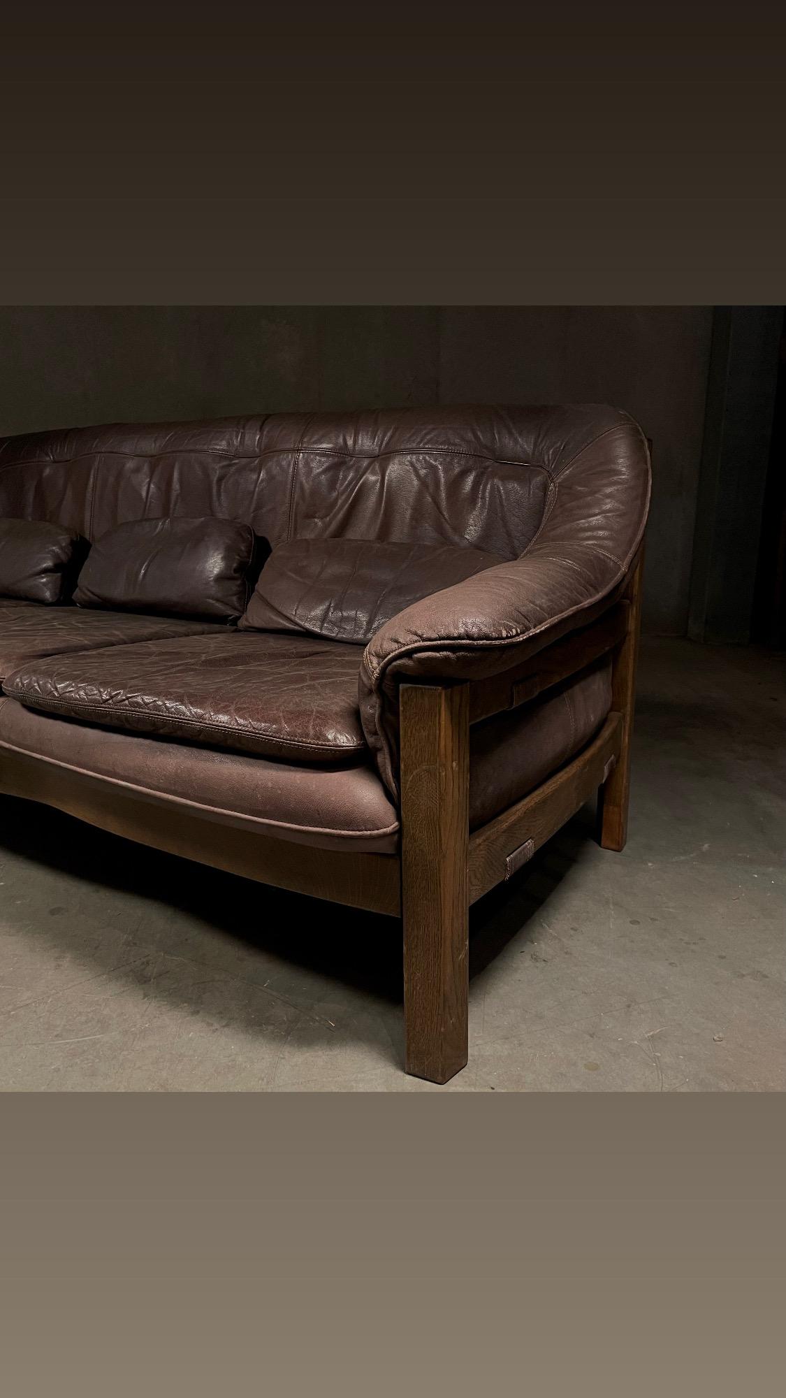 German 1970 leather german sofa by Hain & Thome For Sale