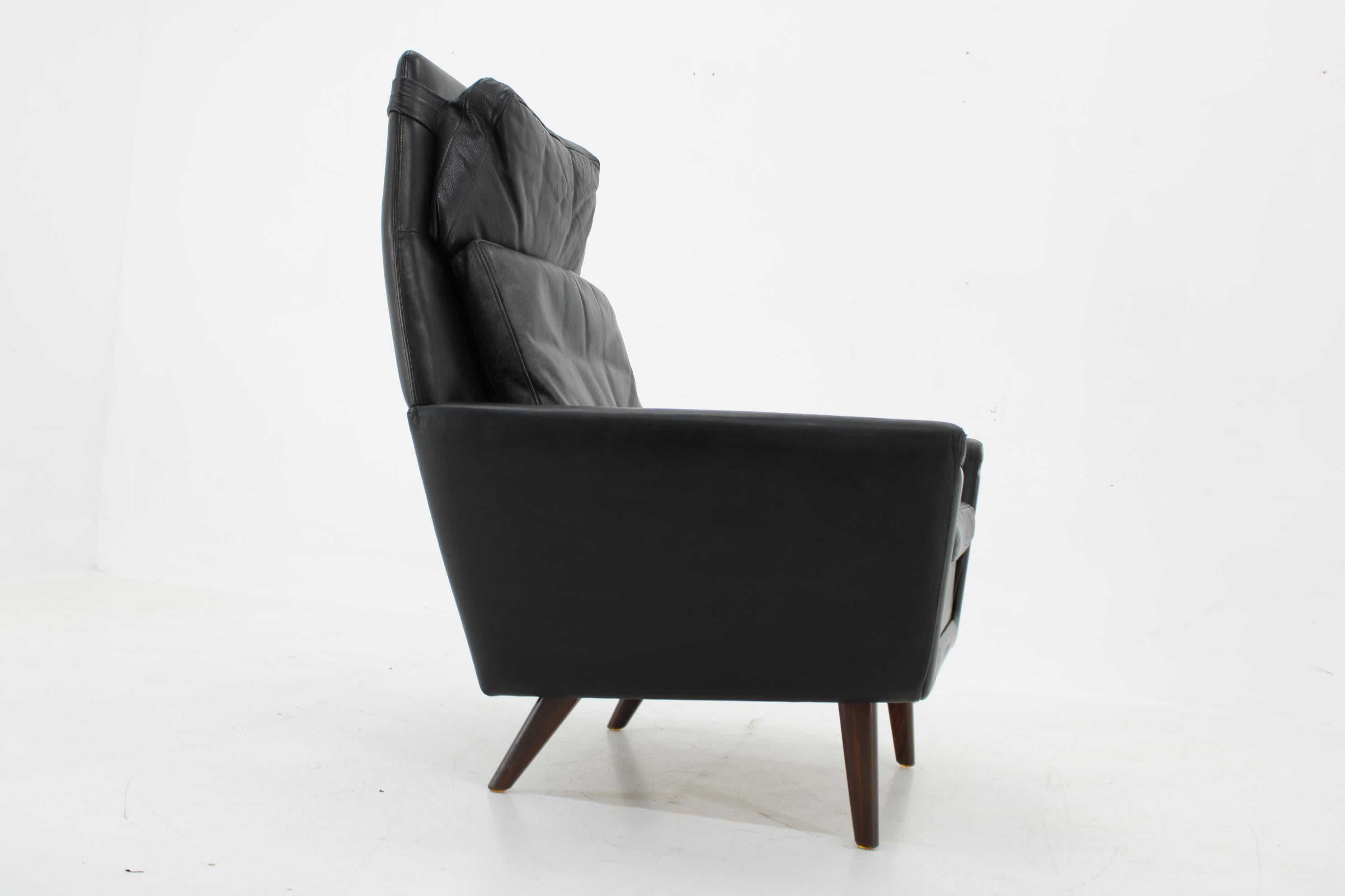 Mid-Century Modern 1970 Leather High Back Armchair , Denmark For Sale