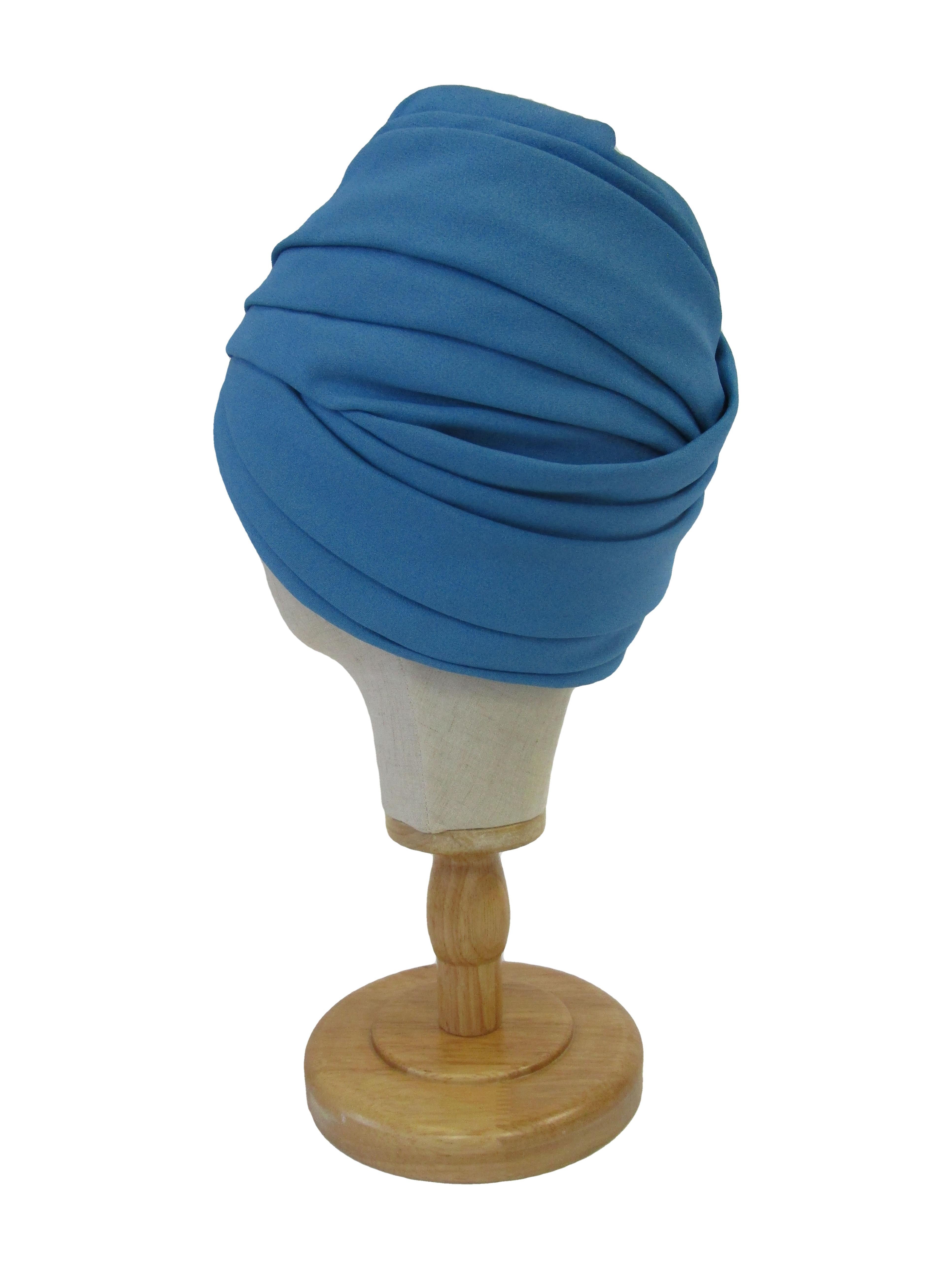 1970 Leslie James Cobalt Blue Turban  In Excellent Condition For Sale In Houston, TX