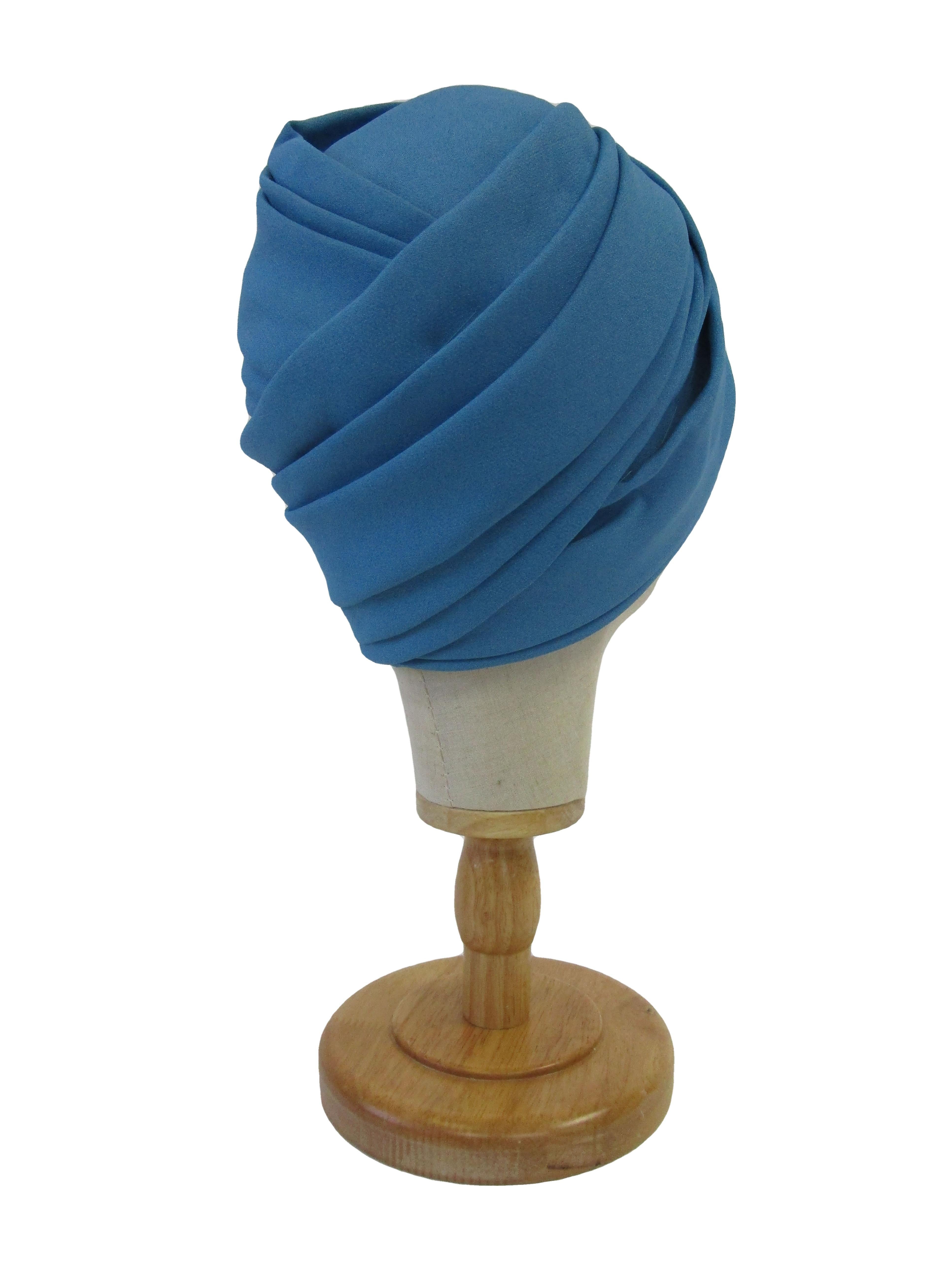 Women's 1970 Leslie James Cobalt Blue Turban  For Sale