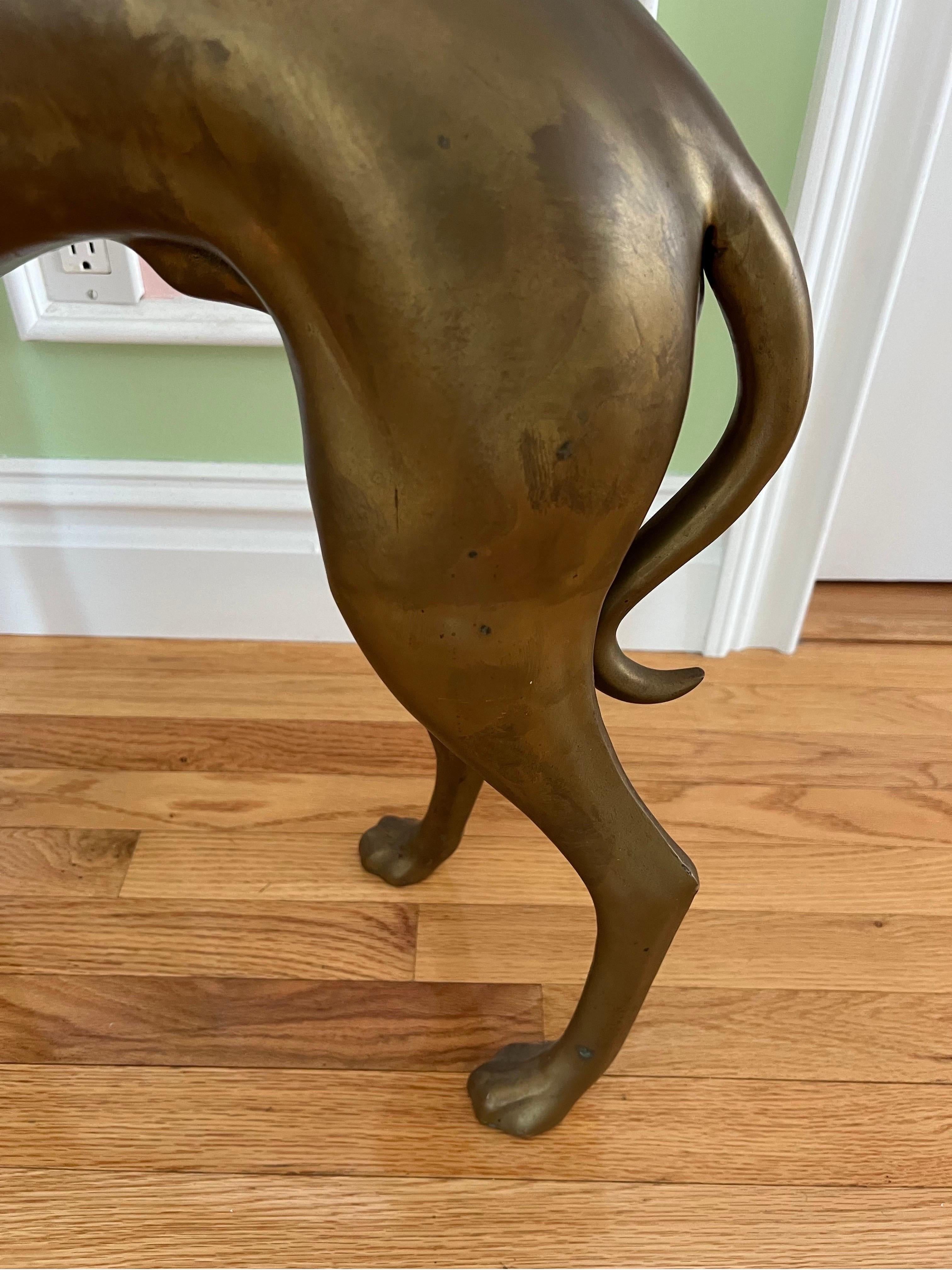 Japanese 1970 Life Size Brass Greyhound Dog For Sale