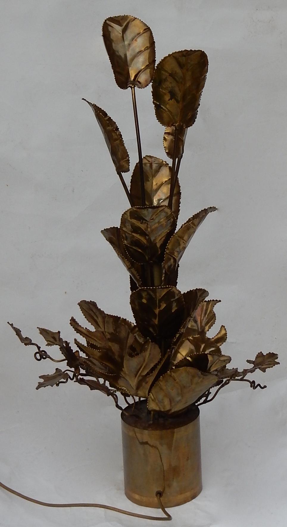 1970 Lighting Plant in Brass Maison Jansen 2 Bulbs For Sale 6