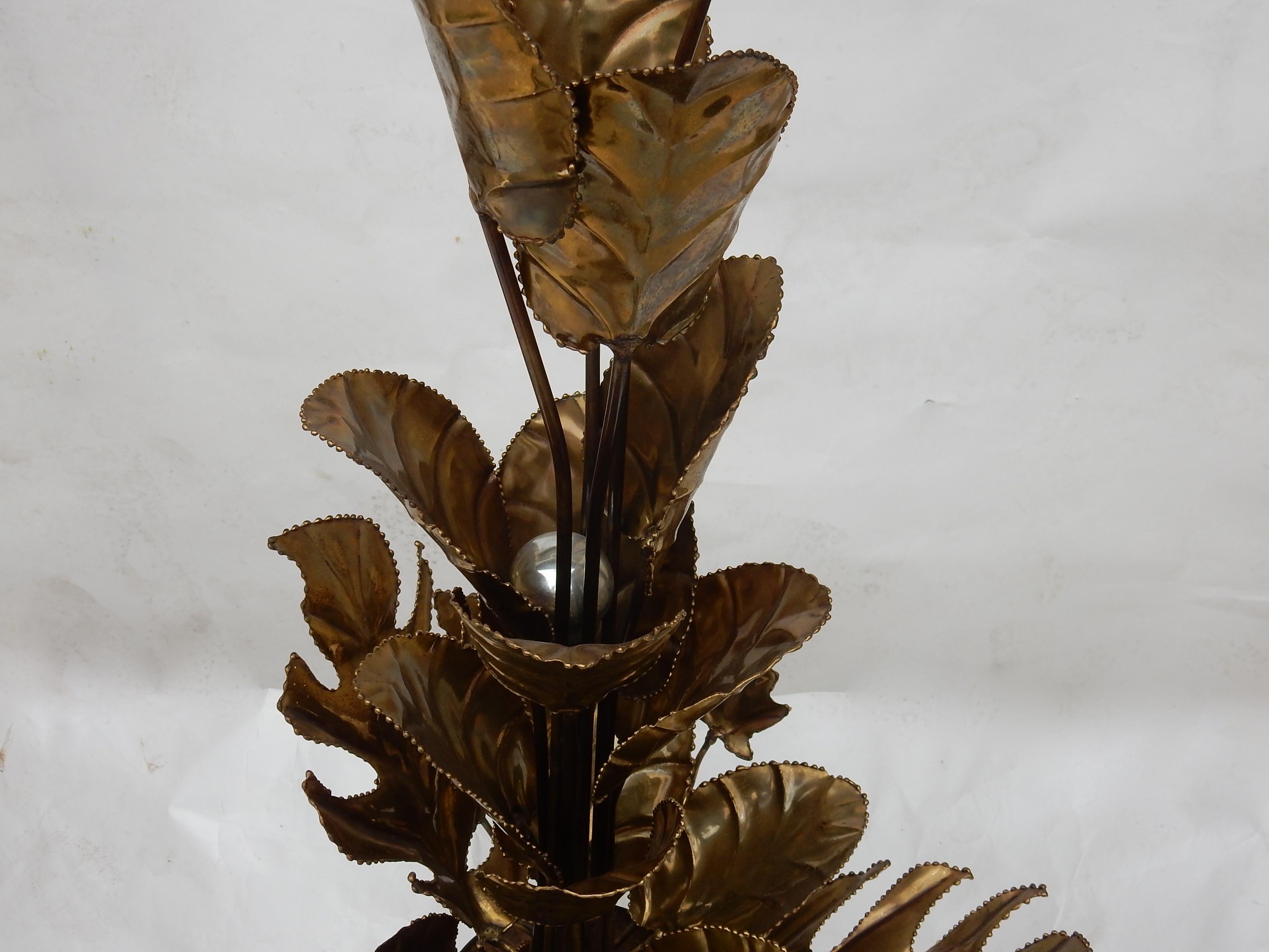 1970 Lighting Plant in Brass Maison Jansen 2 Bulbs In Good Condition For Sale In Paris, FR