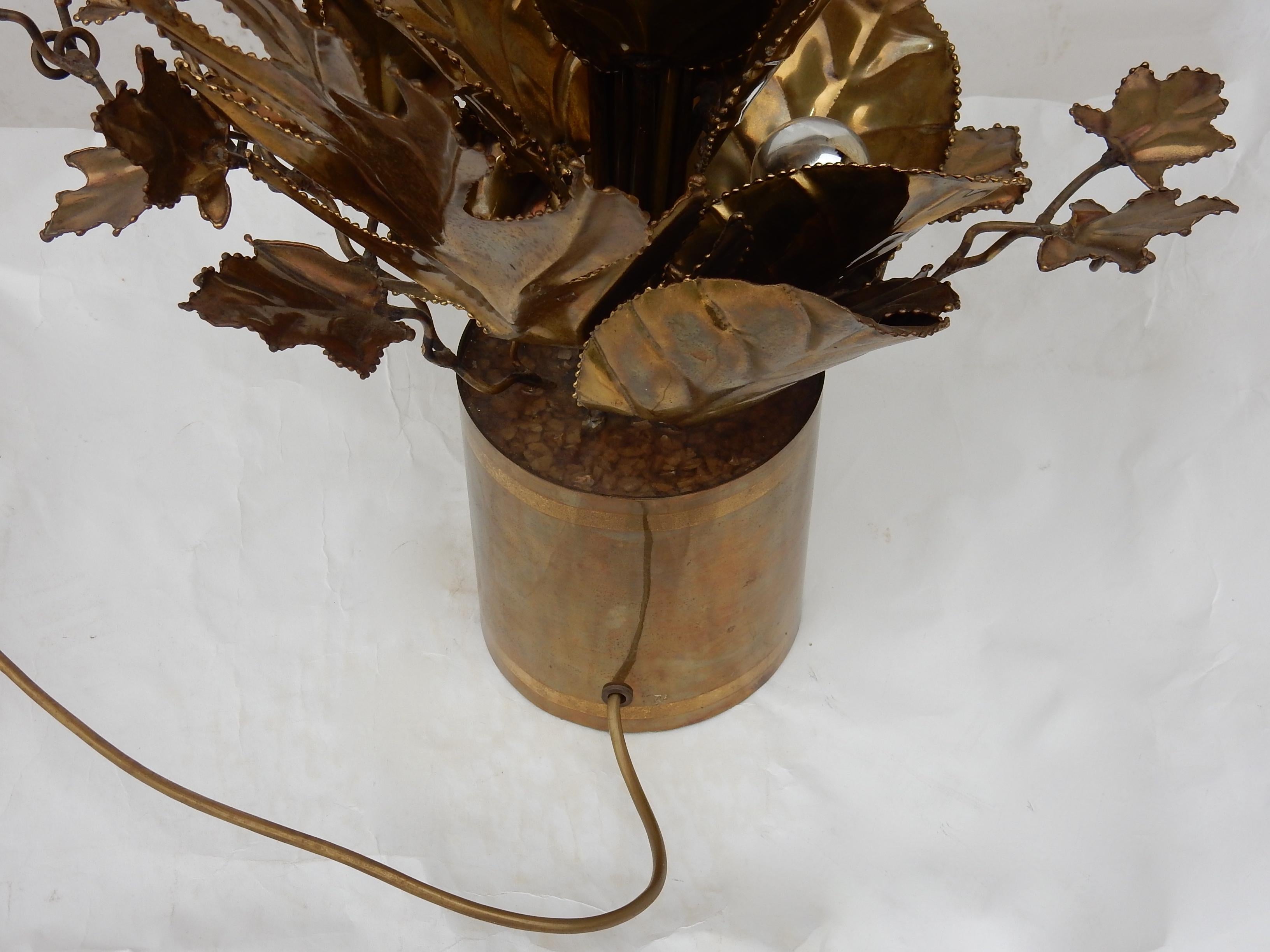 Late 20th Century 1970 Lighting Plant in Brass Maison Jansen 2 Bulbs For Sale