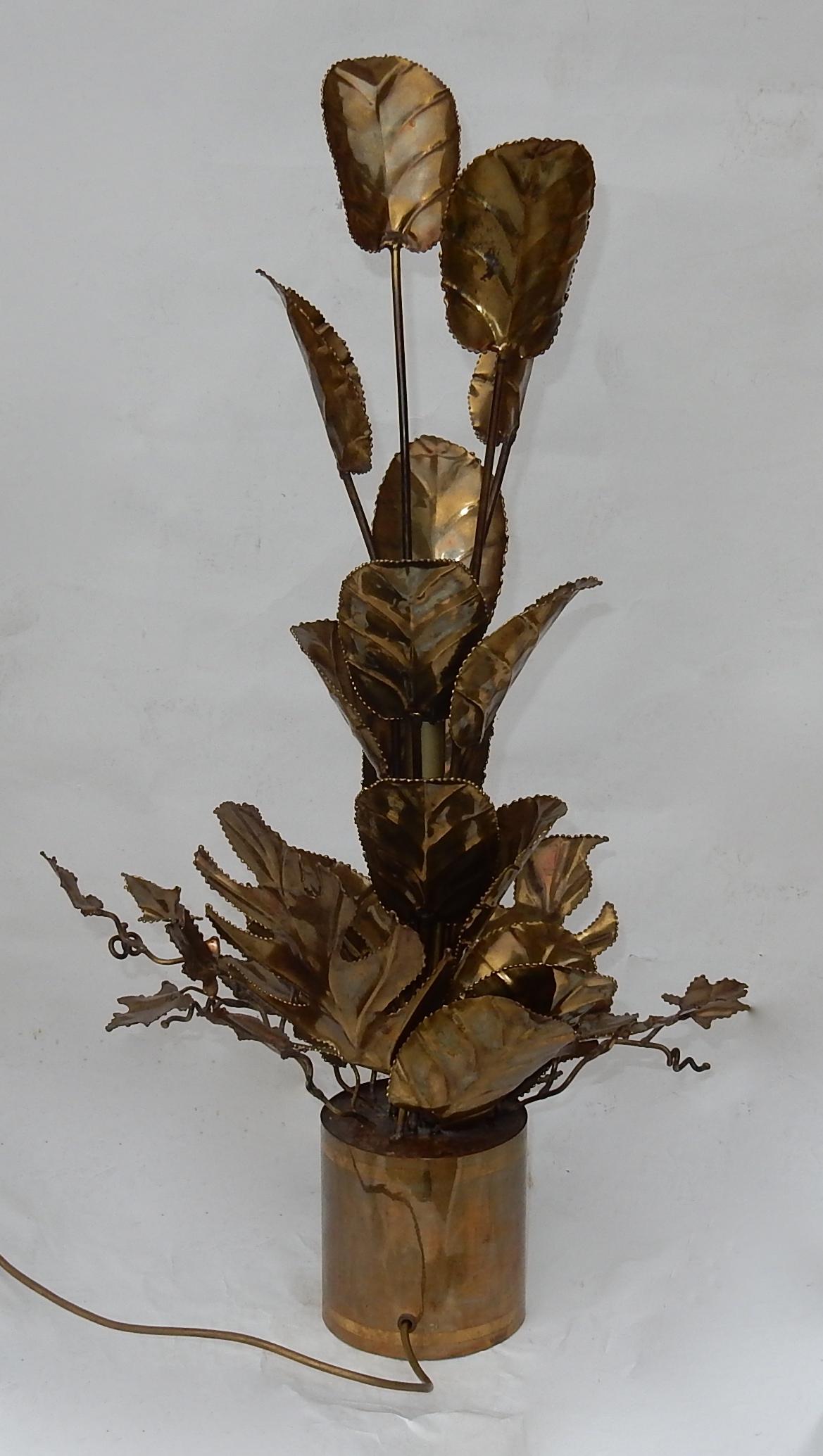 1970 Lighting Plant in Brass Maison Jansen 2 Bulbs For Sale 1