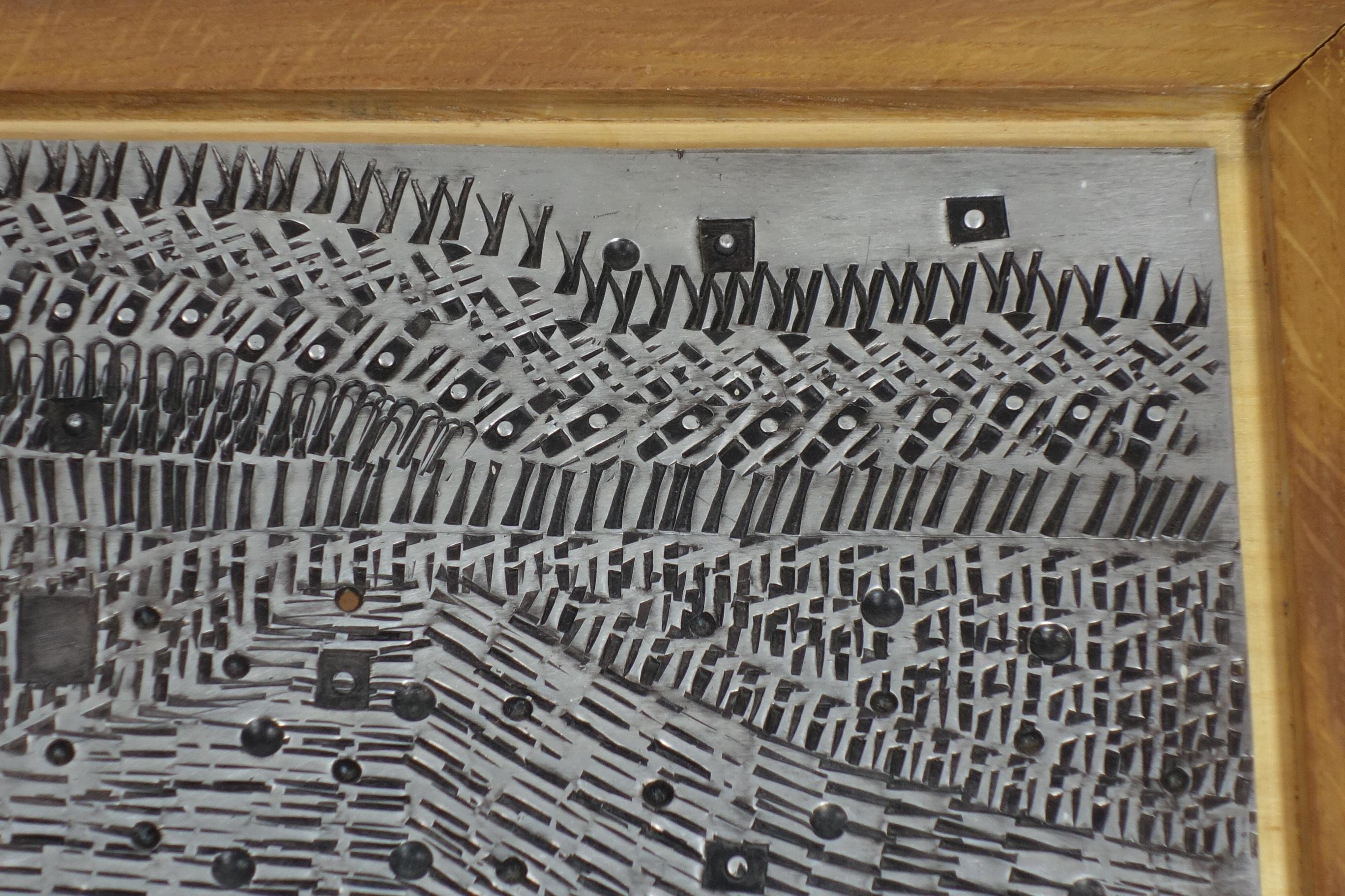 1970 Lino Tinè Italian Modernist Metal Sculpture Panel Bon état - En vente à Brescia, IT