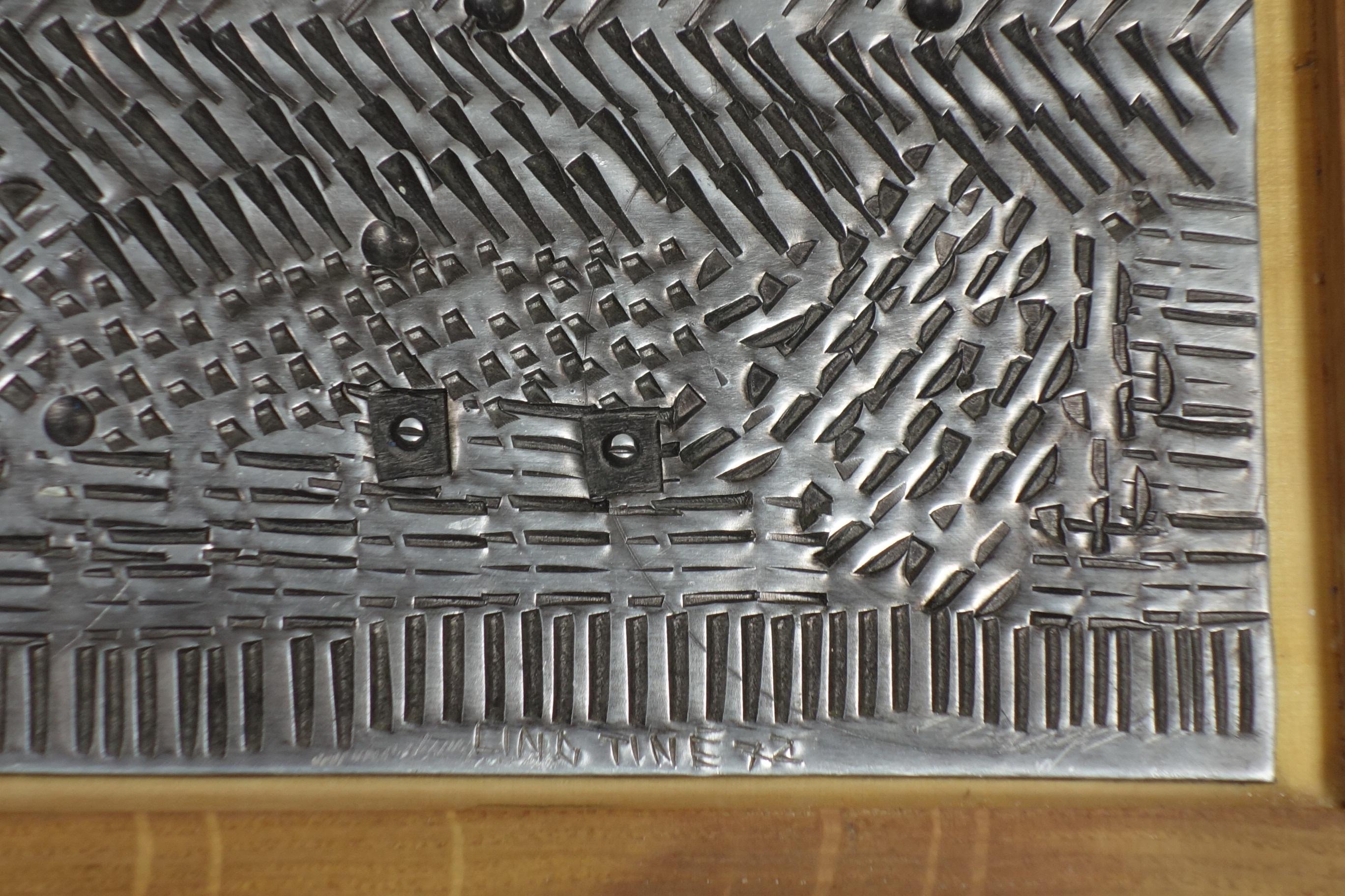 Fin du 20e siècle 1970 Lino Tinè Italian Modernist Metal Sculpture Panel en vente