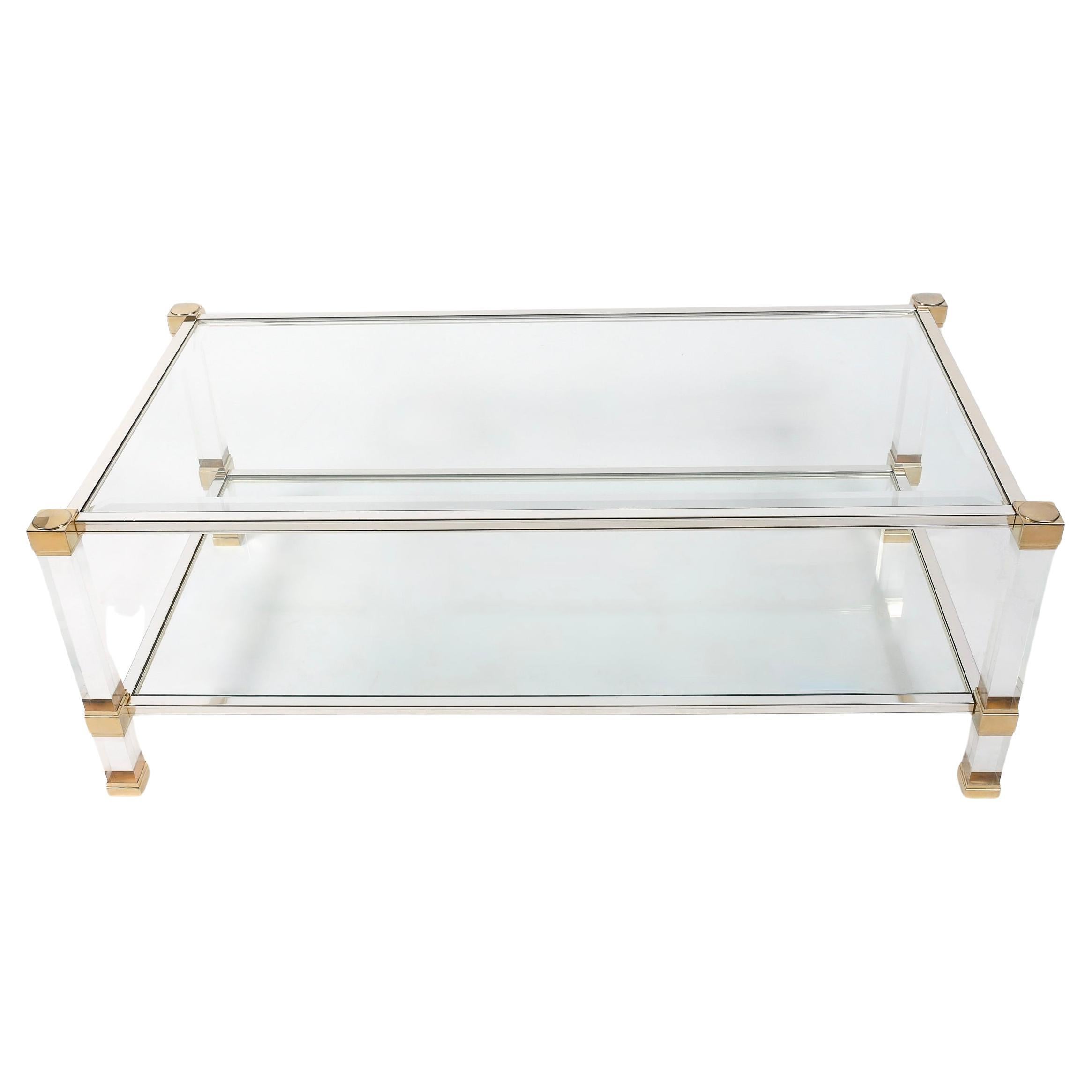 1970 Lucite and brass coffee table by Pierre Vandel