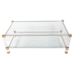 Vintage 1970 Lucite and brass coffee table by Pierre Vandel