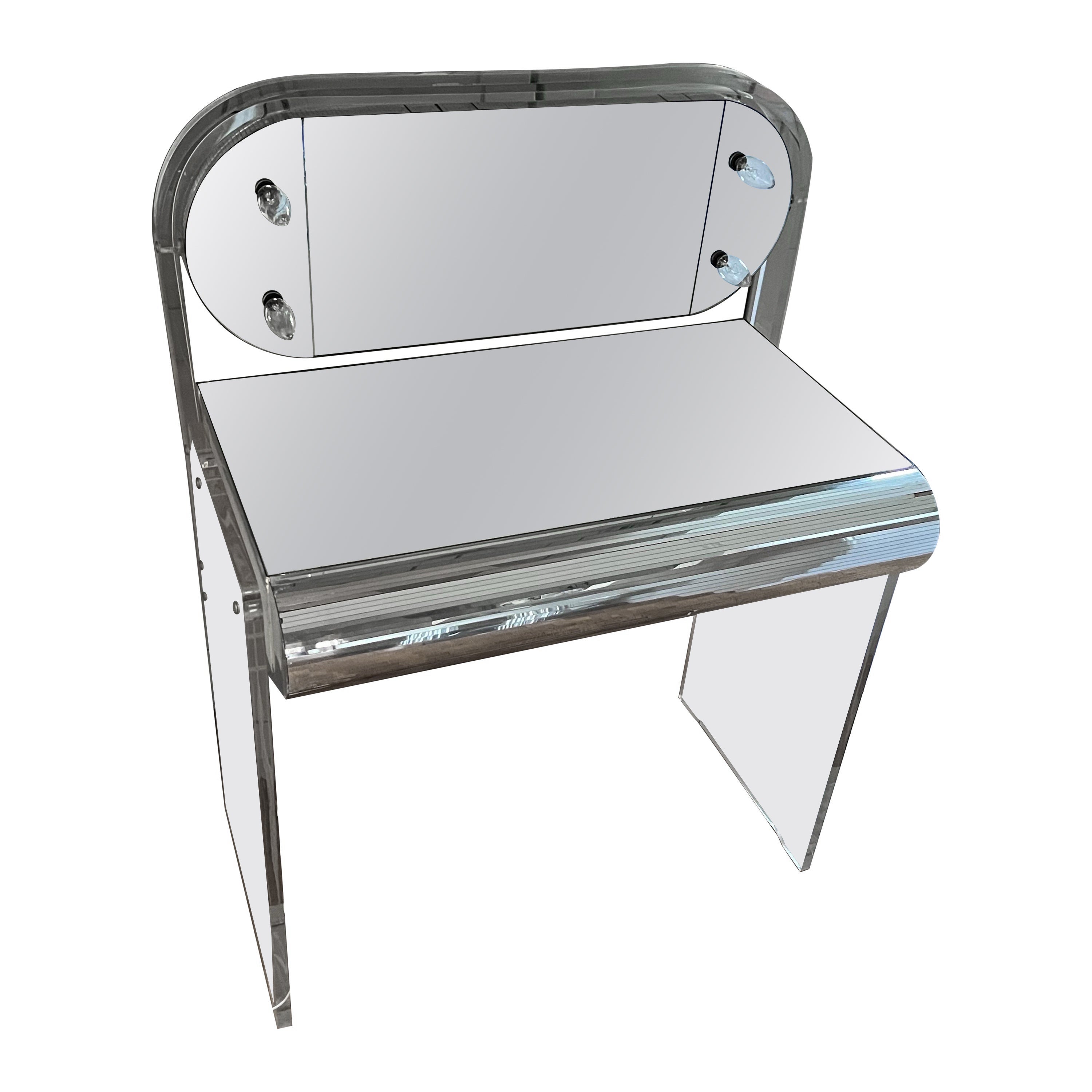 1970 Lucite Chrome Vanity Desk For Sale