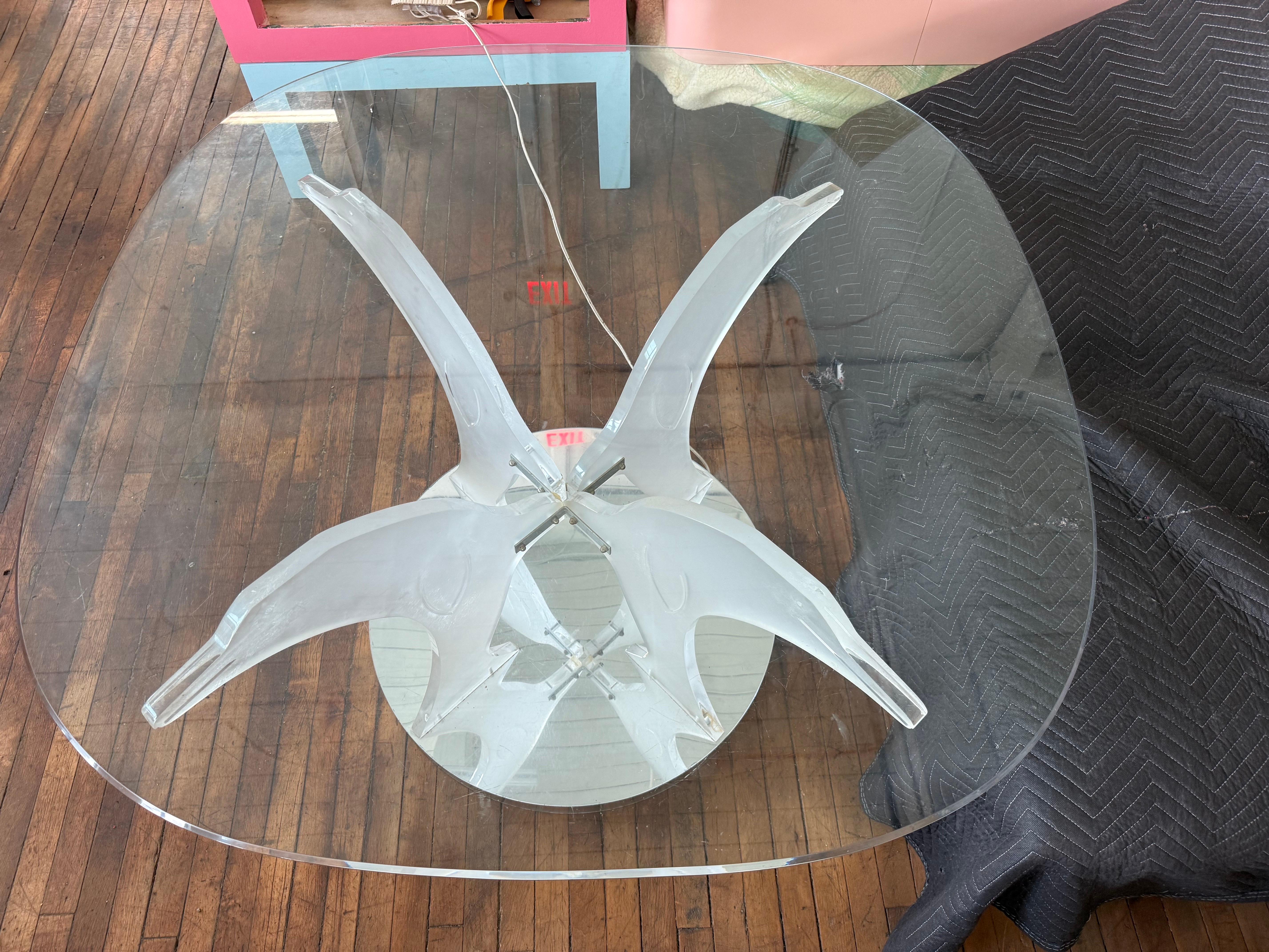 Post-Modern 1970 Lucite Light up Dolphin Dining Table For Sale