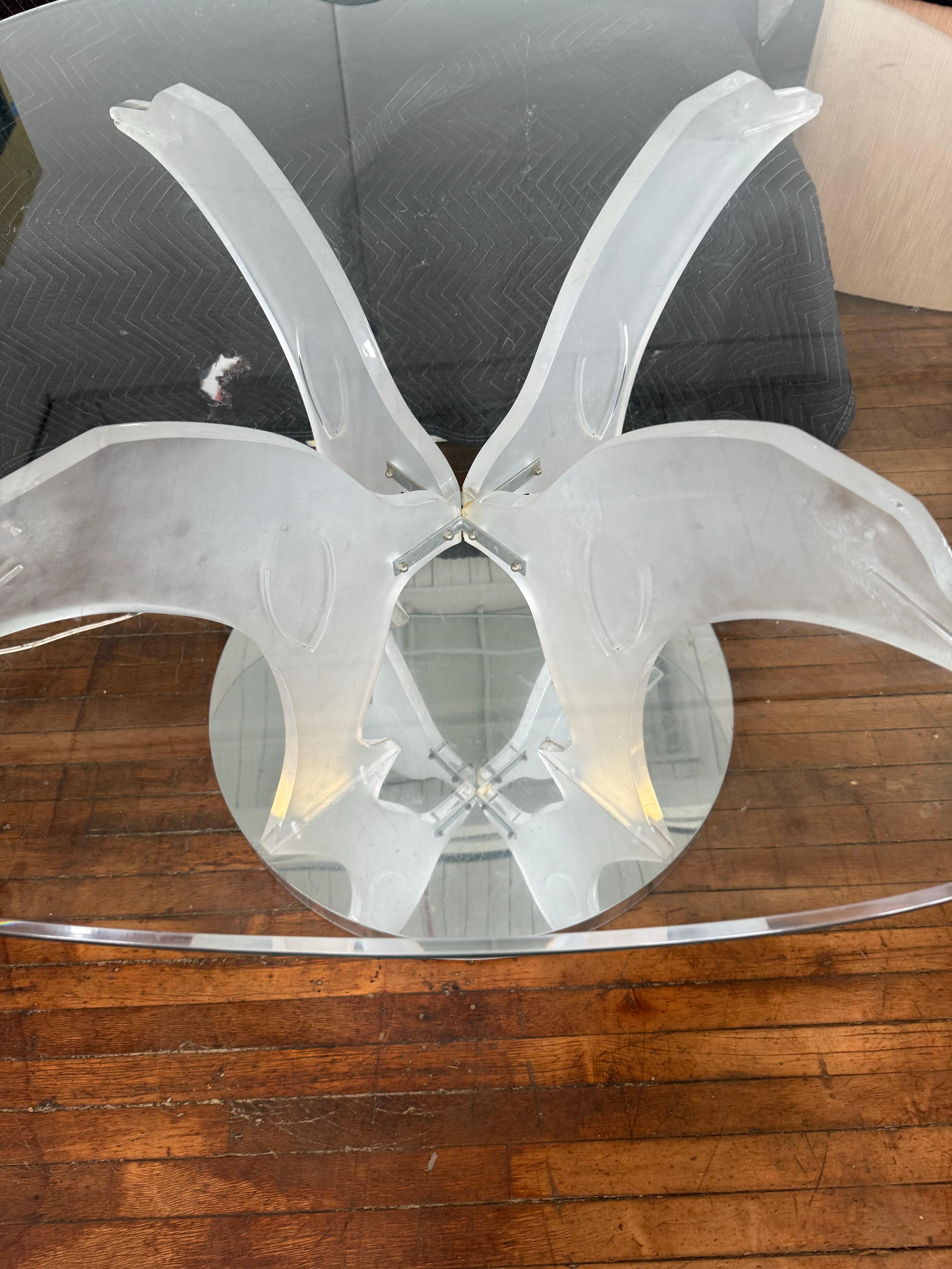 American 1970 Lucite Light up Dolphin Dining Table For Sale
