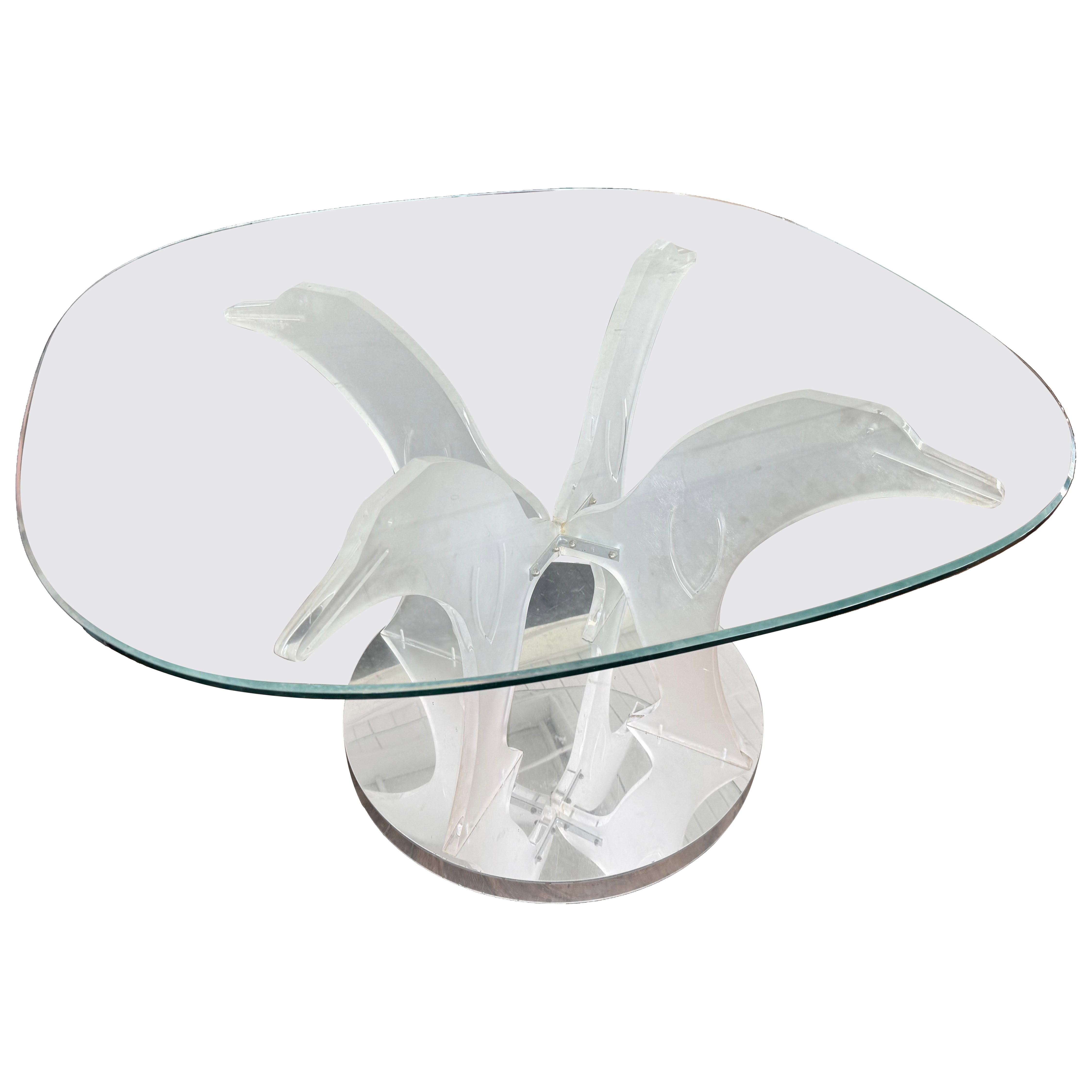 1970 Lucite Light up Dolphin Dining Table For Sale