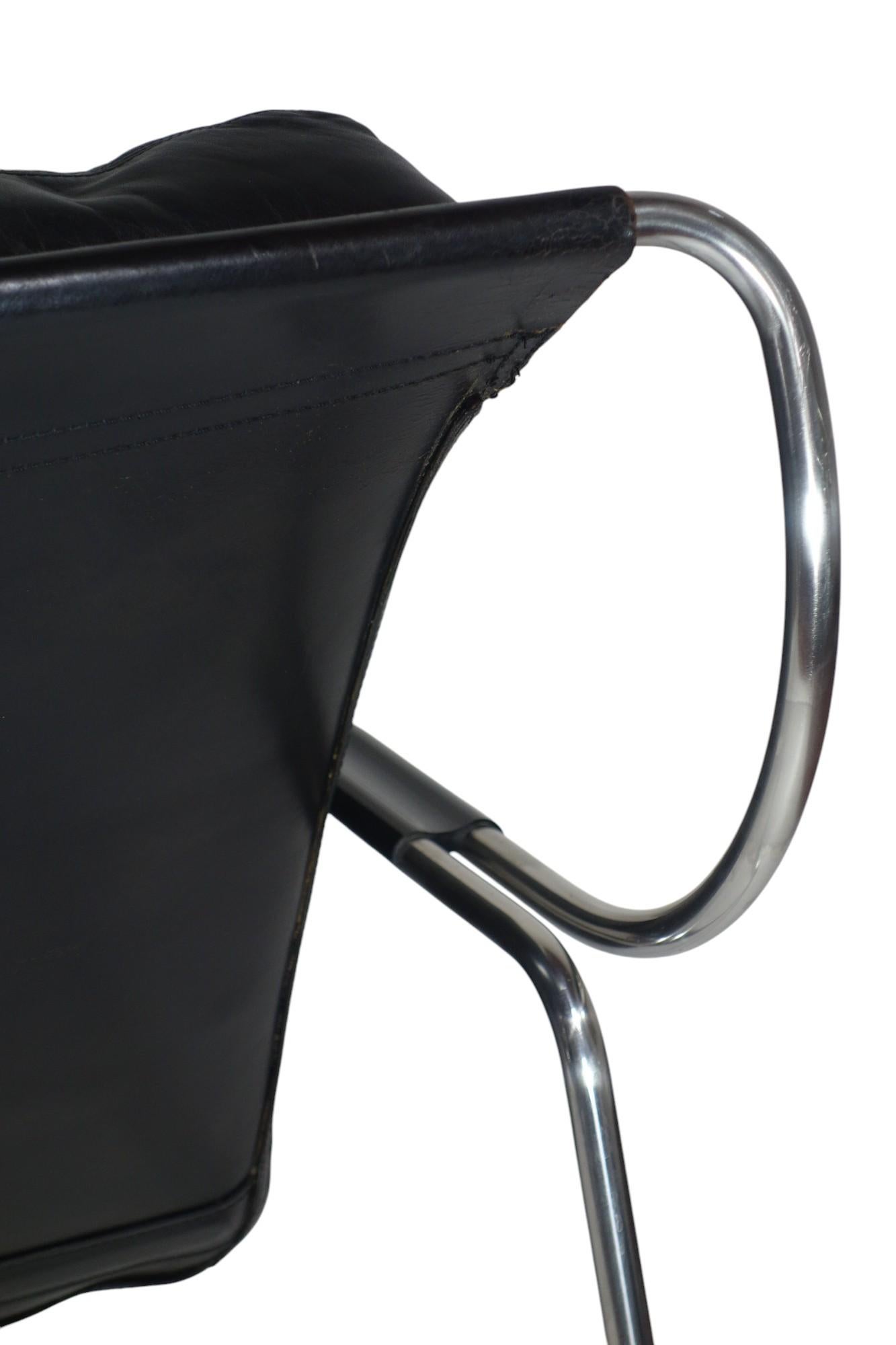 1970 Maggiolina Marco Zanuso Zanotta Design Sillón de cuero negro primera edición en venta 5