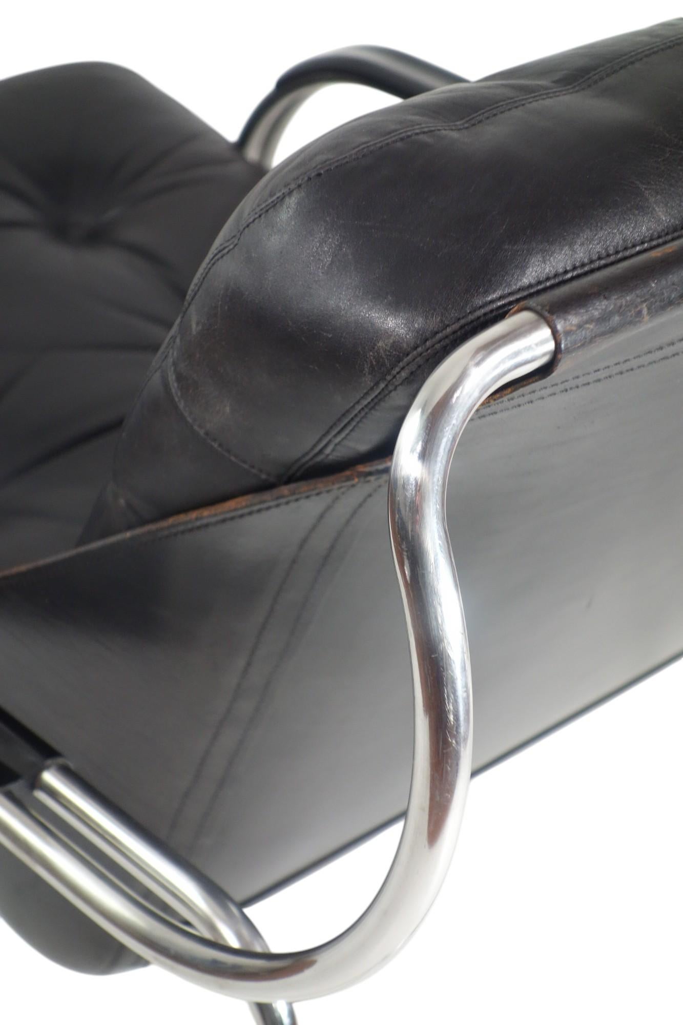 1970 Maggiolina Marco Zanuso Zanotta Design Sillón de cuero negro primera edición en venta 6