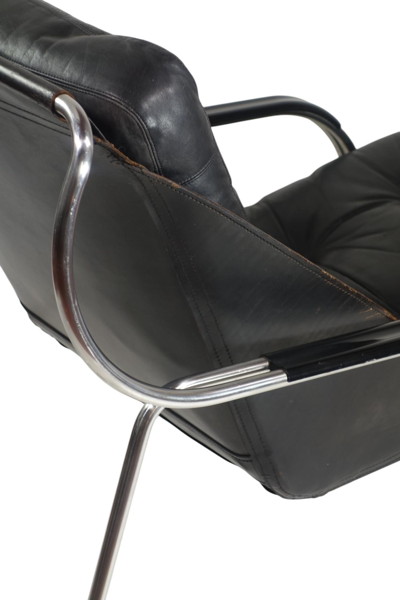 1970 Maggiolina Marco Zanuso Zanotta Design Sillón de cuero negro primera edición en venta 7
