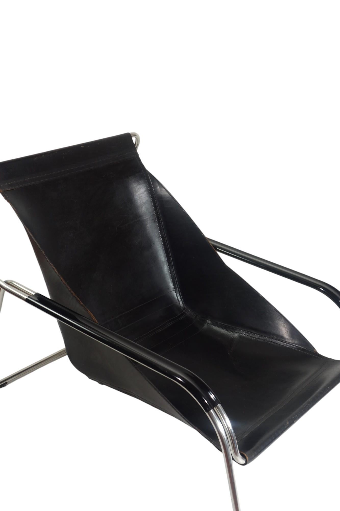 1970 Maggiolina Marco Zanuso Zanotta Design Sillón de cuero negro primera edición en venta 9