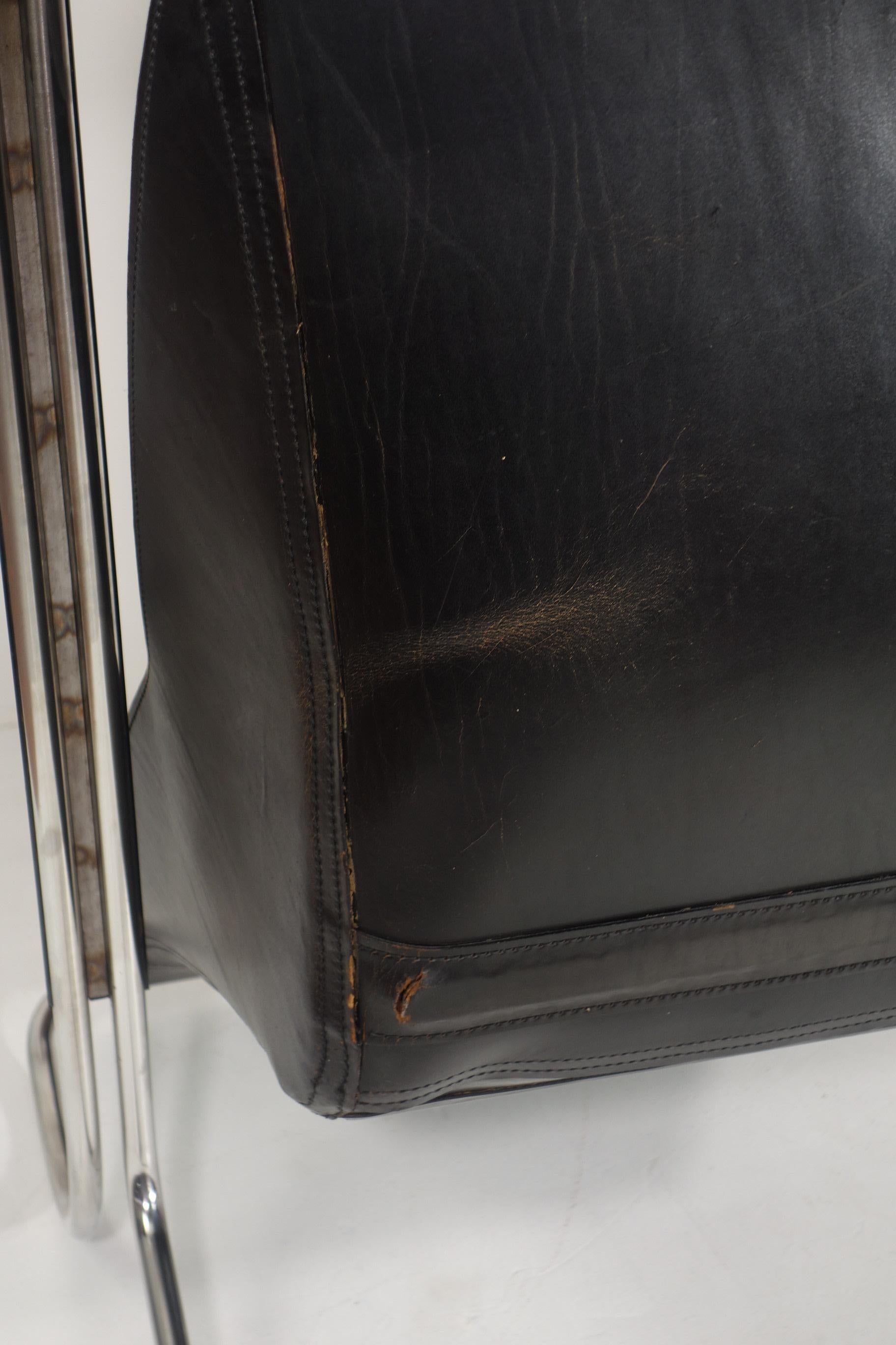 1970 Maggiolina Marco Zanuso Zanotta Design Sillón de cuero negro primera edición en venta 12